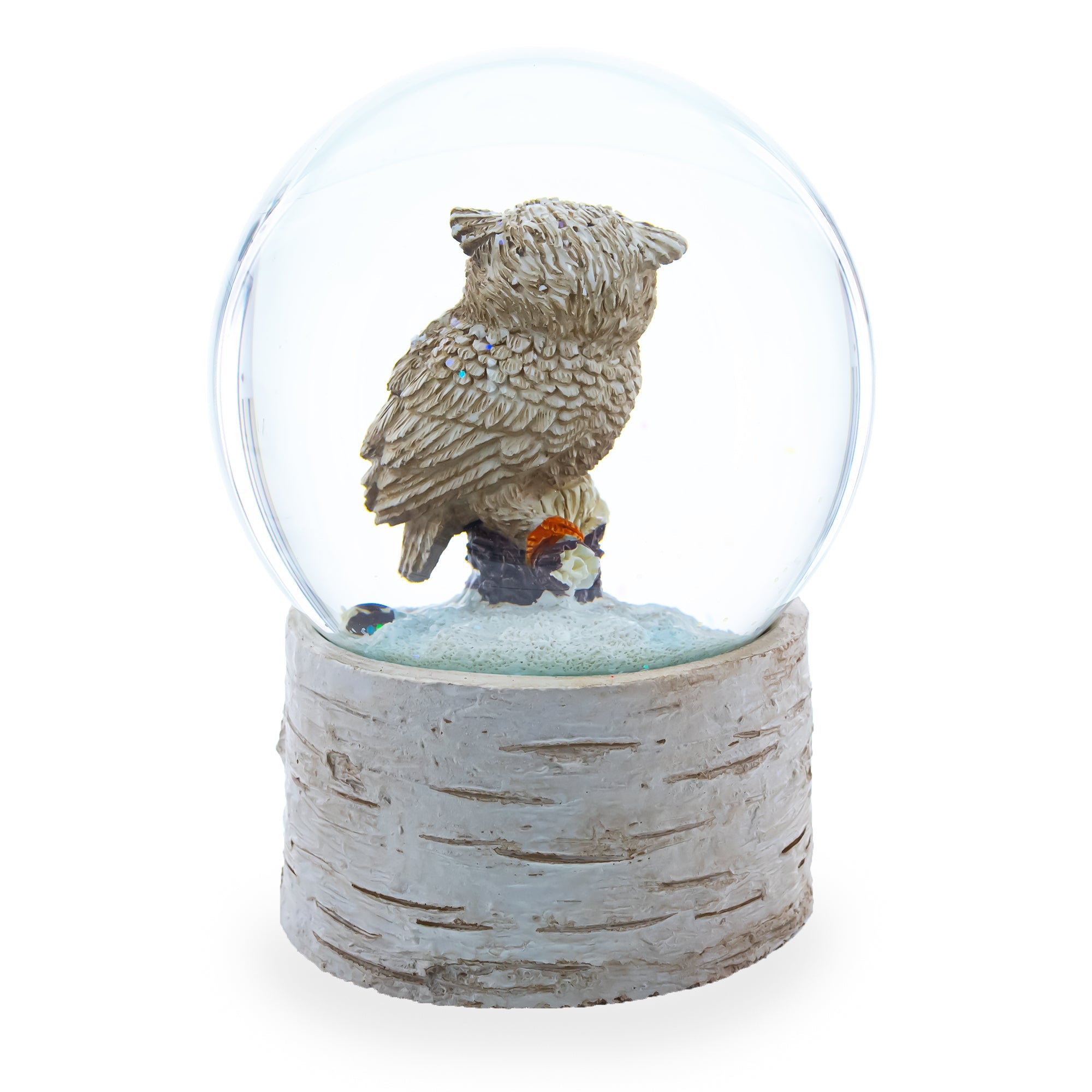 Melodic Owl Perched On Tree Branch: Musical Water Snow Globe