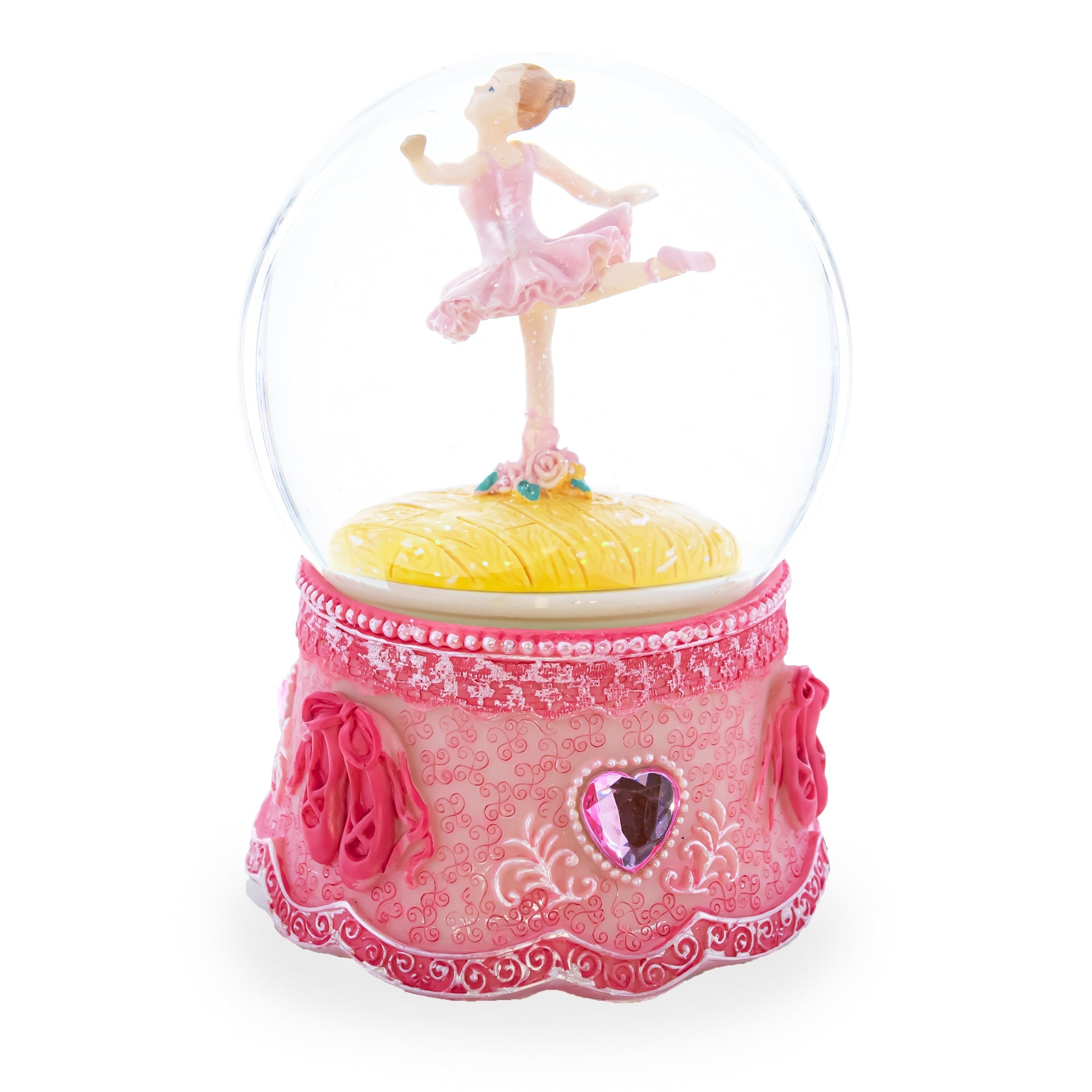 Graceful Pirouette: Pink Ballerina In Enchanting Spin - Musical Water Snow Globe