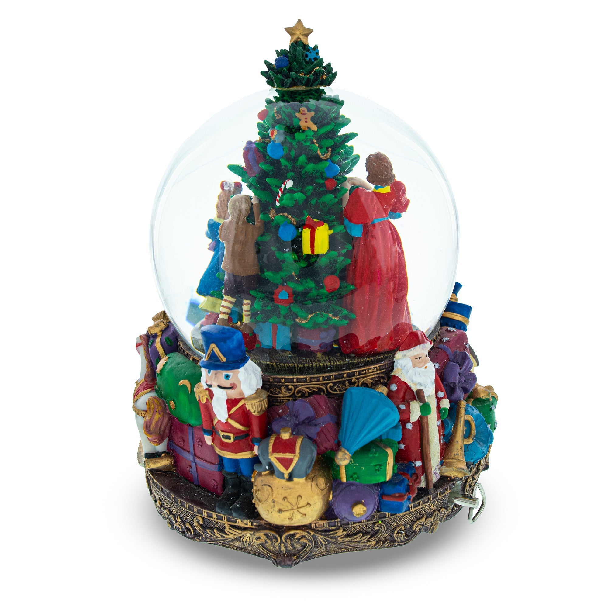 Illuminated Tree Magic: Led Lights Musical Water Snow Globe, 9.6 Inches, With Children Decorating Christmas Tree