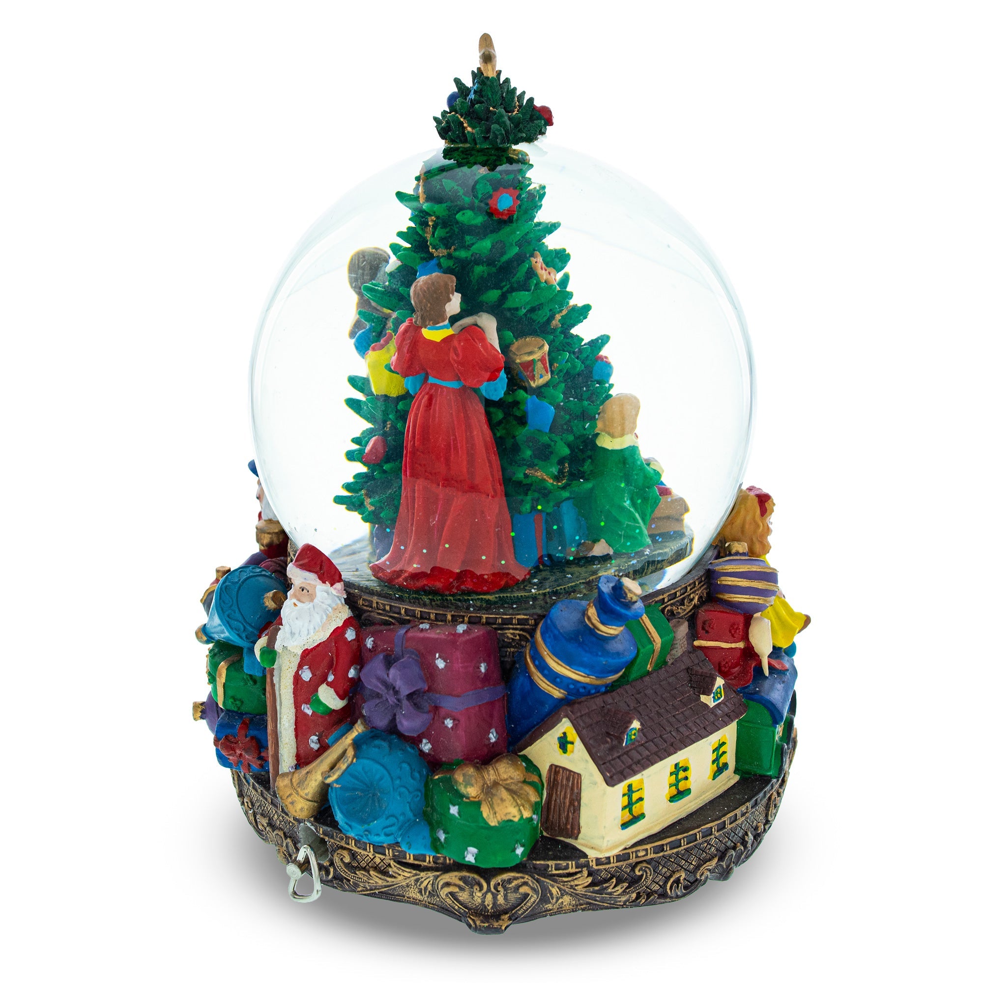 Illuminated Tree Magic: Led Lights Musical Water Snow Globe, 9.6 Inches, With Children Decorating Christmas Tree