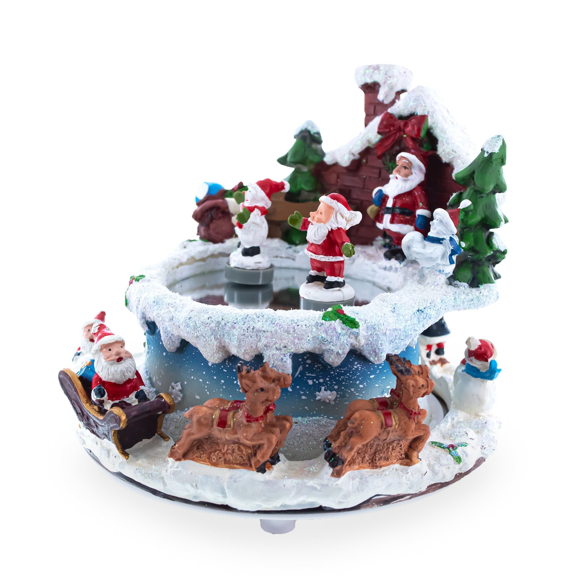 Frosty Skating Spectacle: Animated Musical Figurine With Santa And Snowman Dancing On Ice Rink