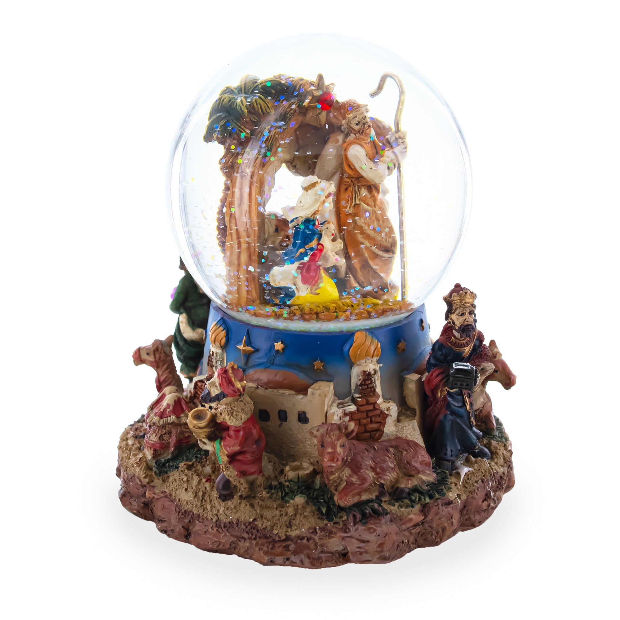 Regal Gift Bearers: Nativity Scene Musical Water Snow Globe With Kings