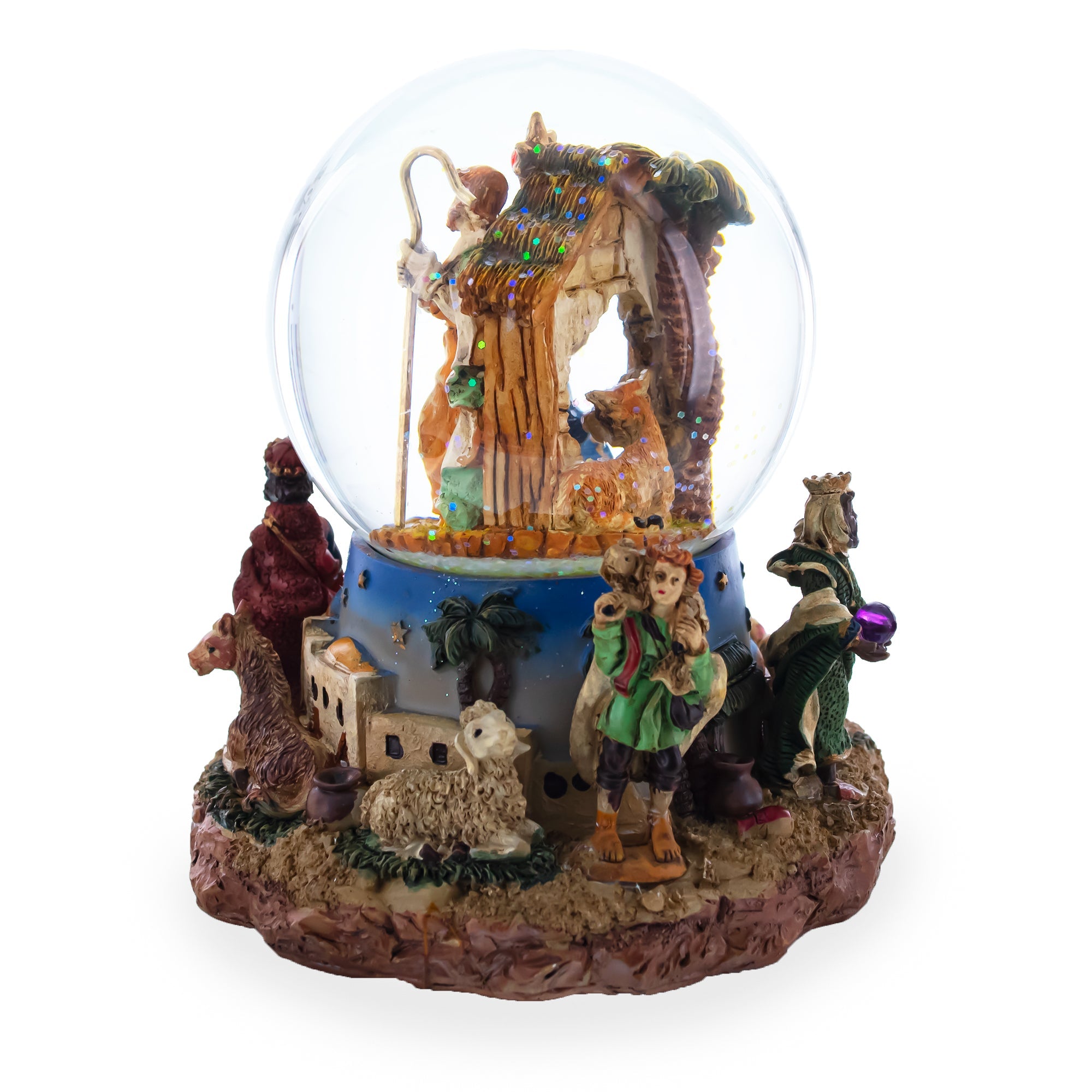 Regal Gift Bearers: Nativity Scene Musical Water Snow Globe With Kings