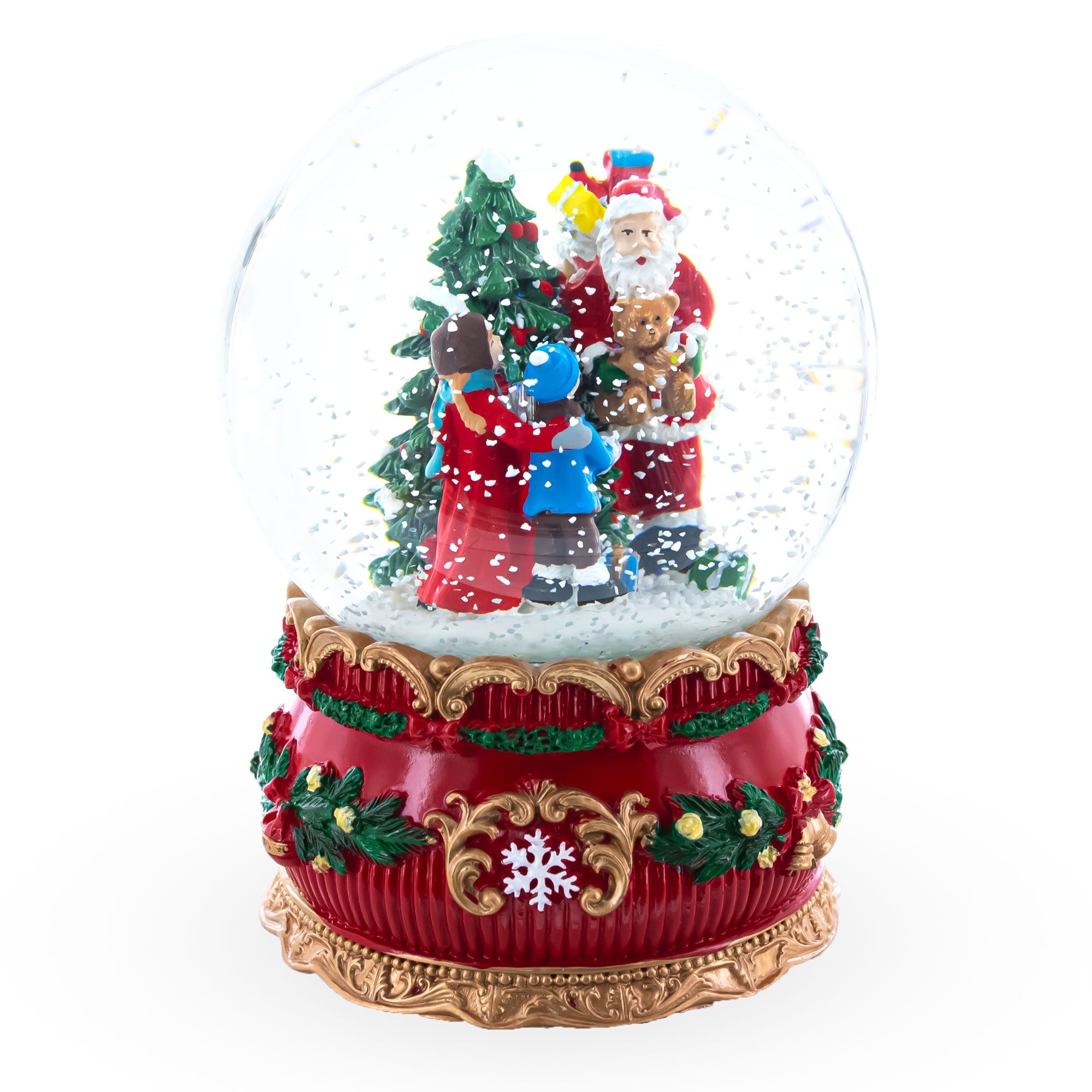 Santa's Gift Giver: Musical Snow Water Globe Figurine With Christmas Presents