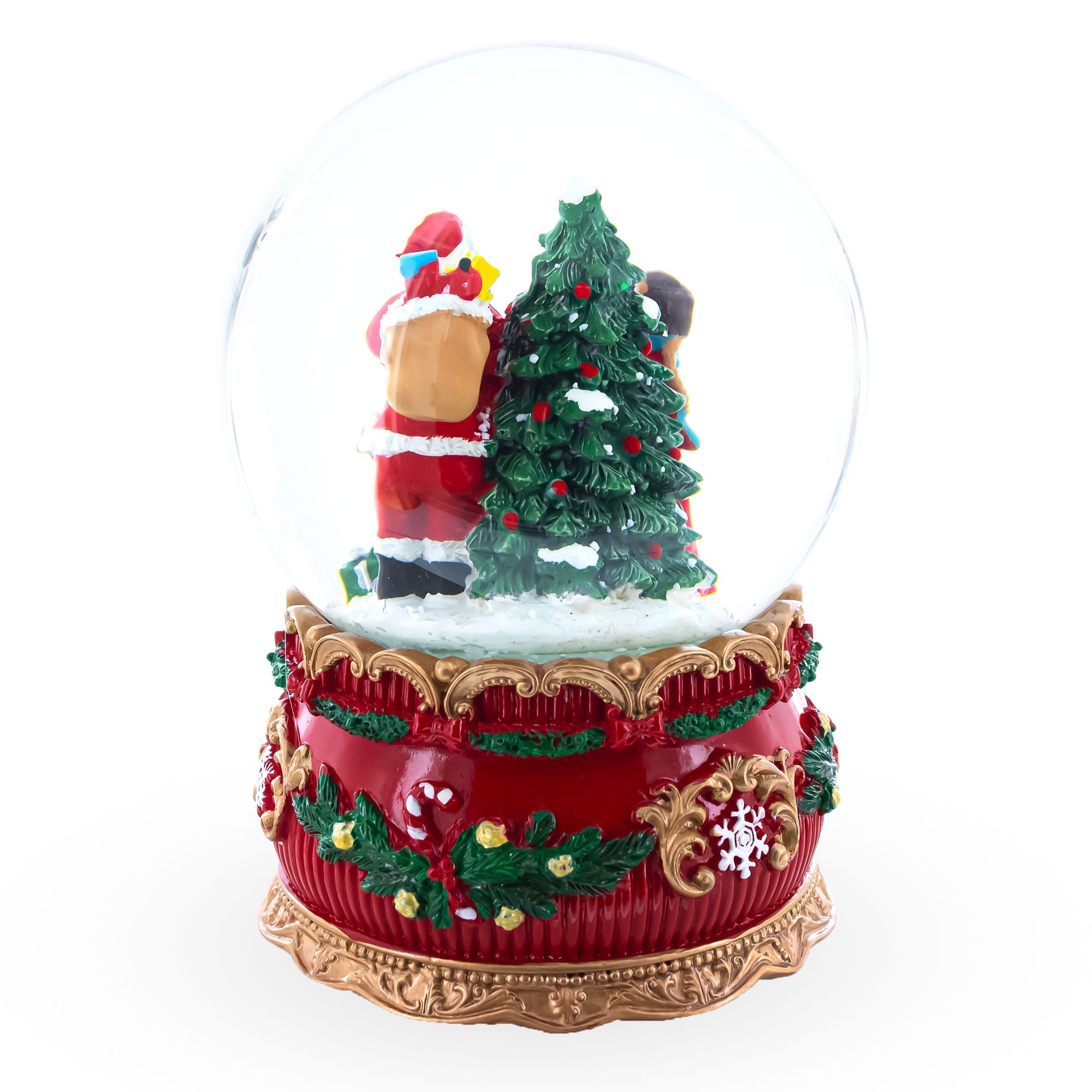 Santa's Gift Giver: Musical Snow Water Globe Figurine With Christmas Presents