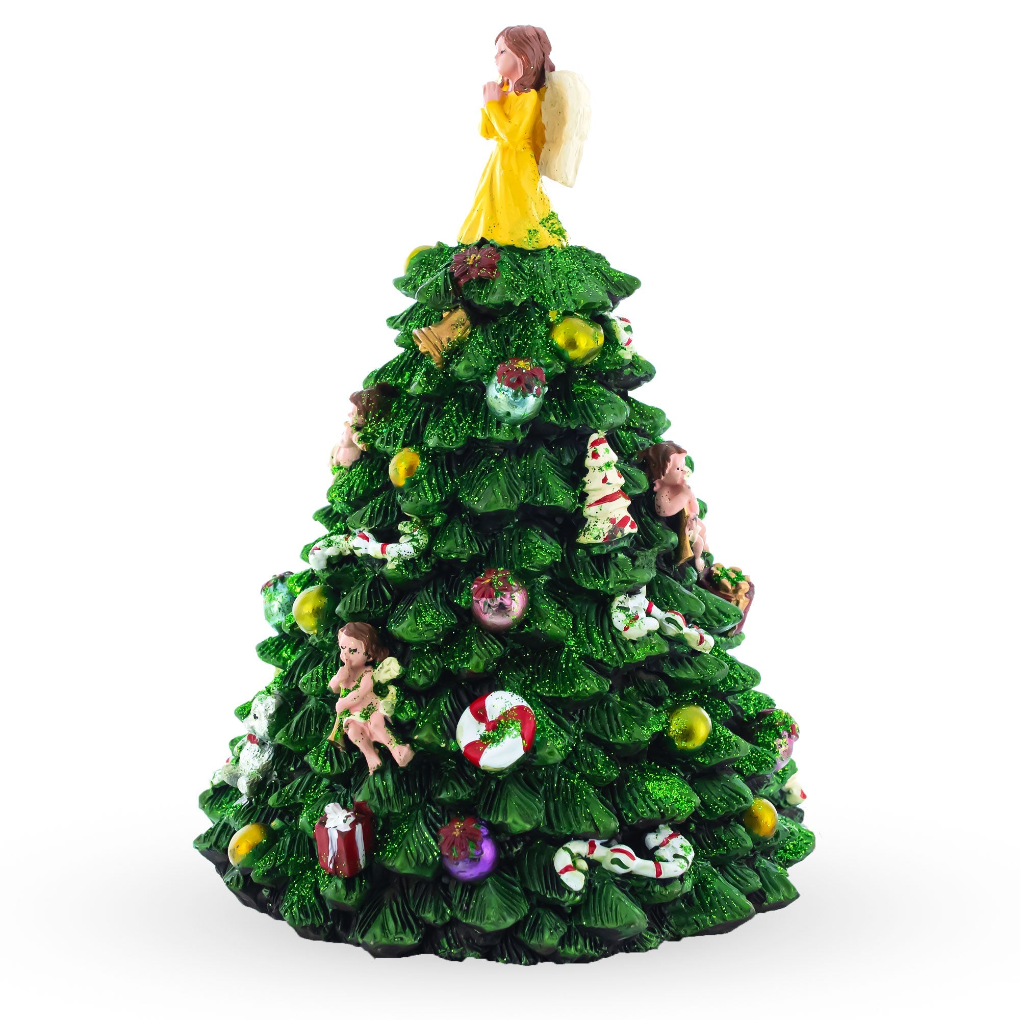 Celestial Christmas Tree: Wind-up Spinning Musical Tabletop Tree With Angel Topper