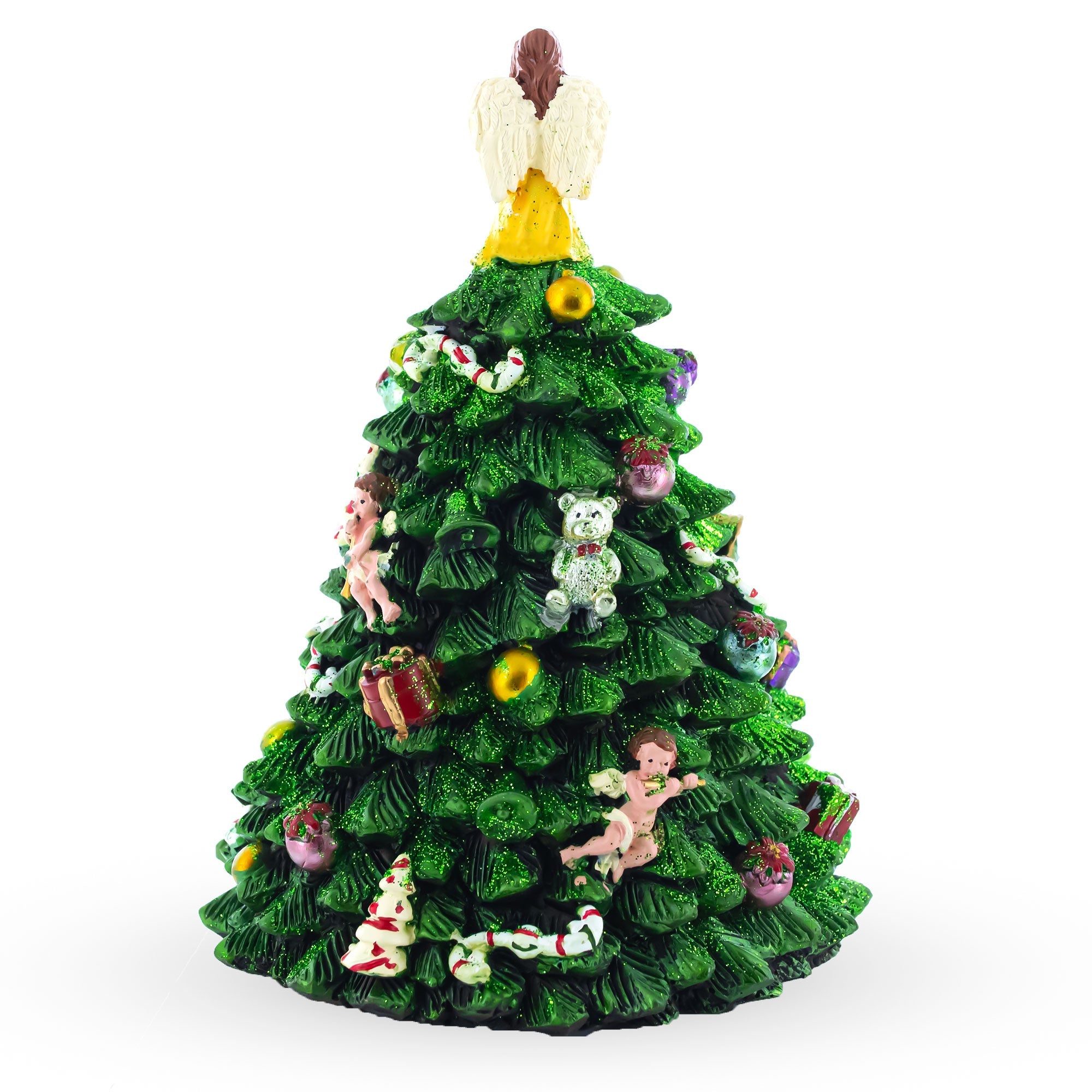 Celestial Christmas Tree: Wind-up Spinning Musical Tabletop Tree With Angel Topper