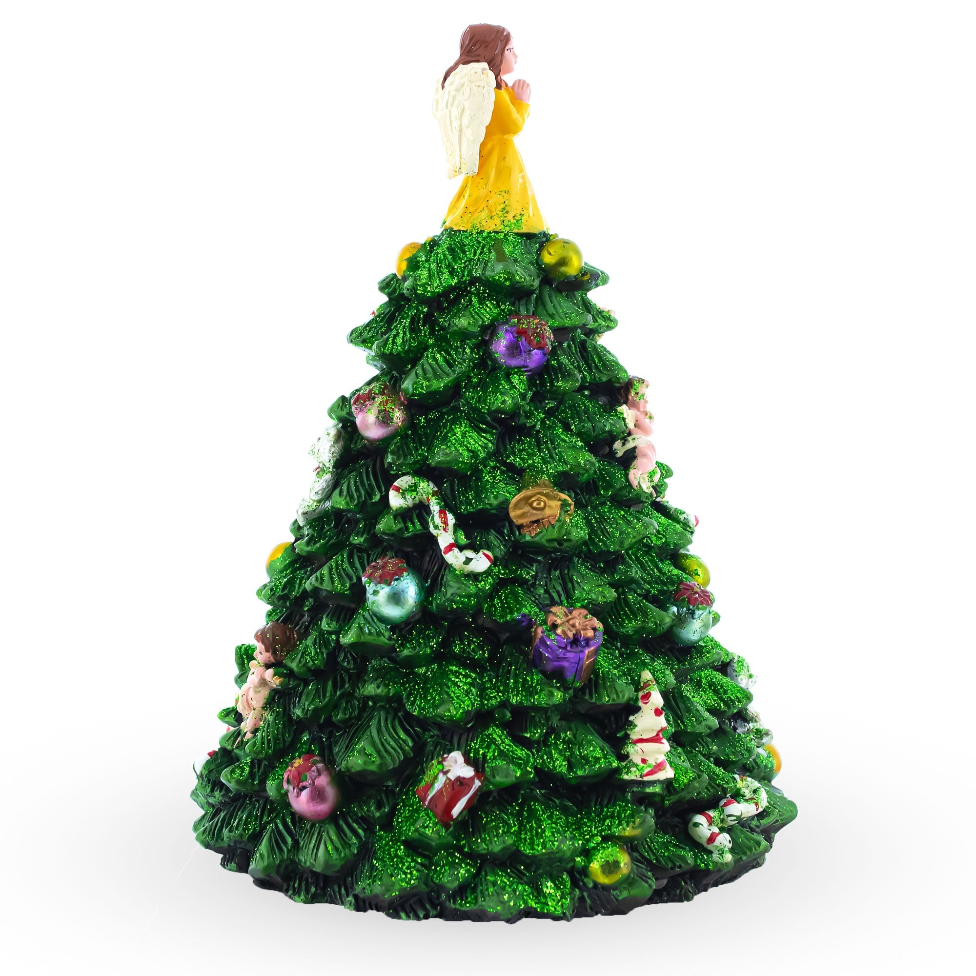 Celestial Christmas Tree: Wind-up Spinning Musical Tabletop Tree With Angel Topper