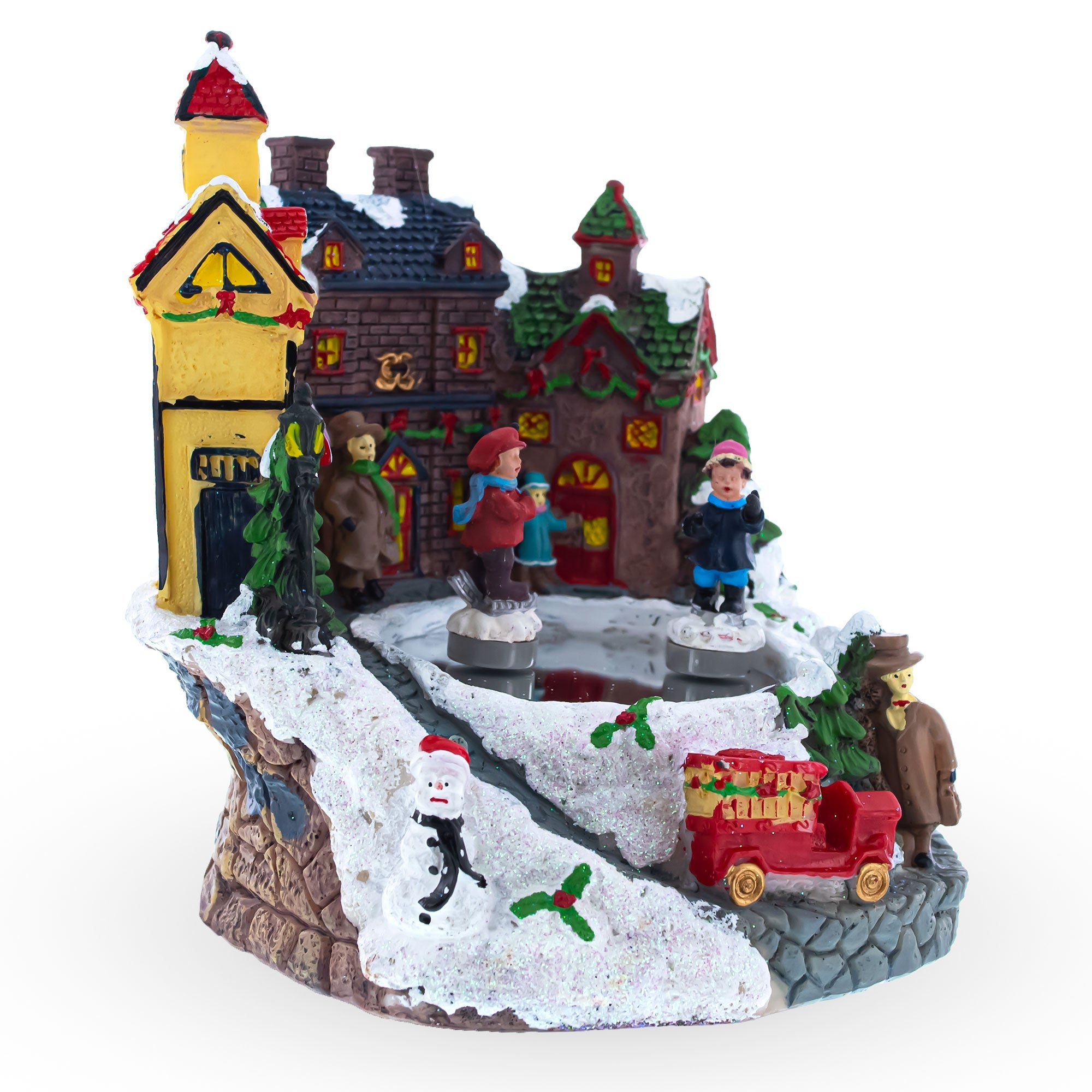 Winter Village Whirl: Animated Musical Christmas Figurine Of Children Skating