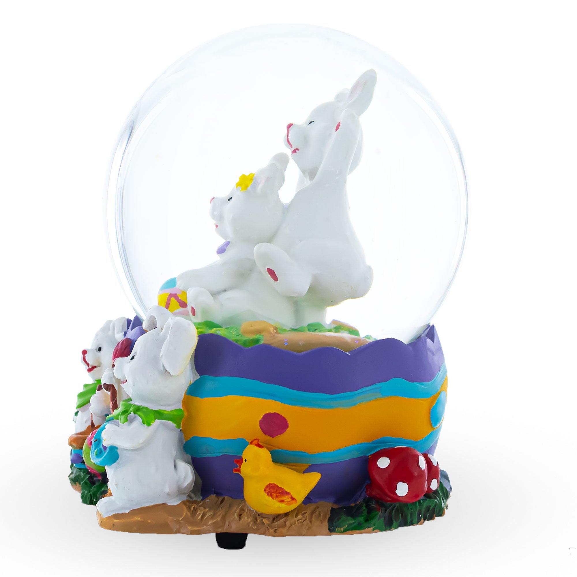 Bunnies Decorating Easter Eggs Musical Water Snow Globe