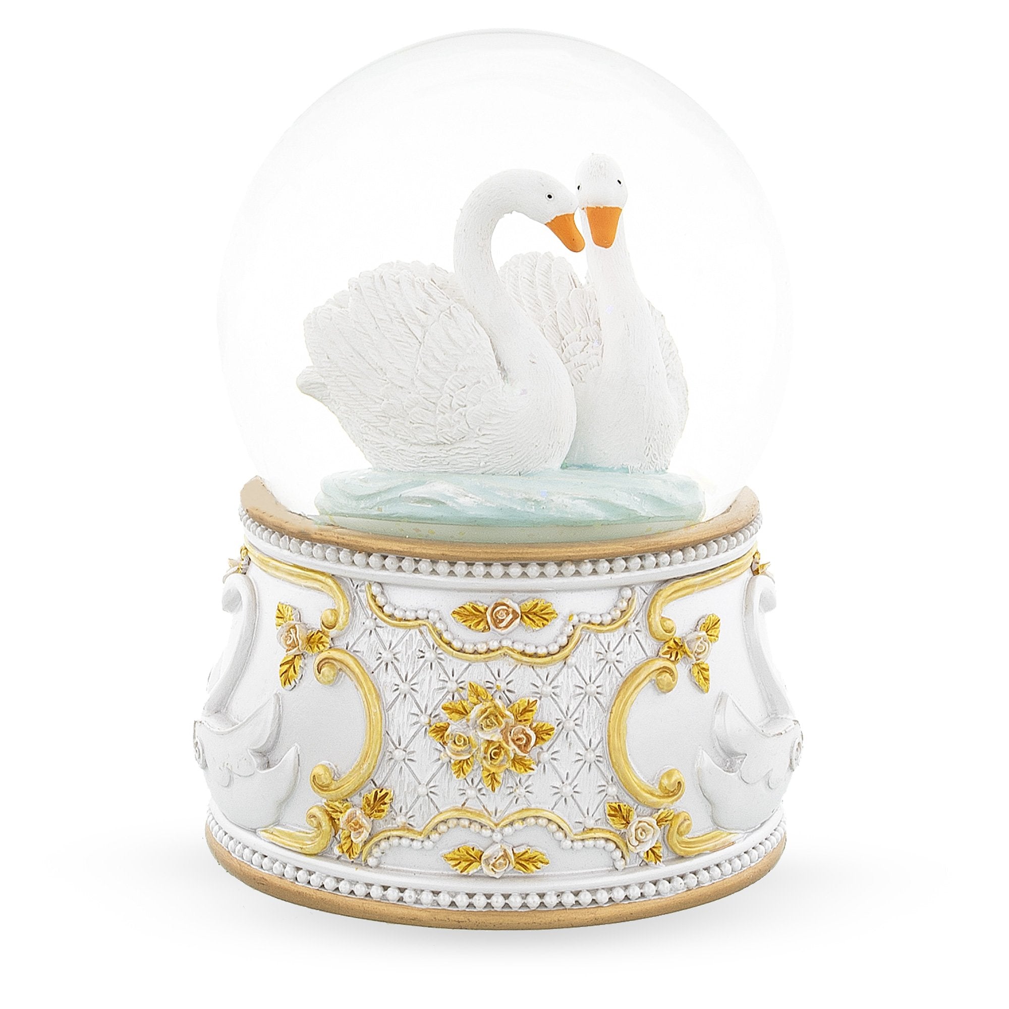 Enchanted Swans In Motion: Spinning Musical Water Snow Globe