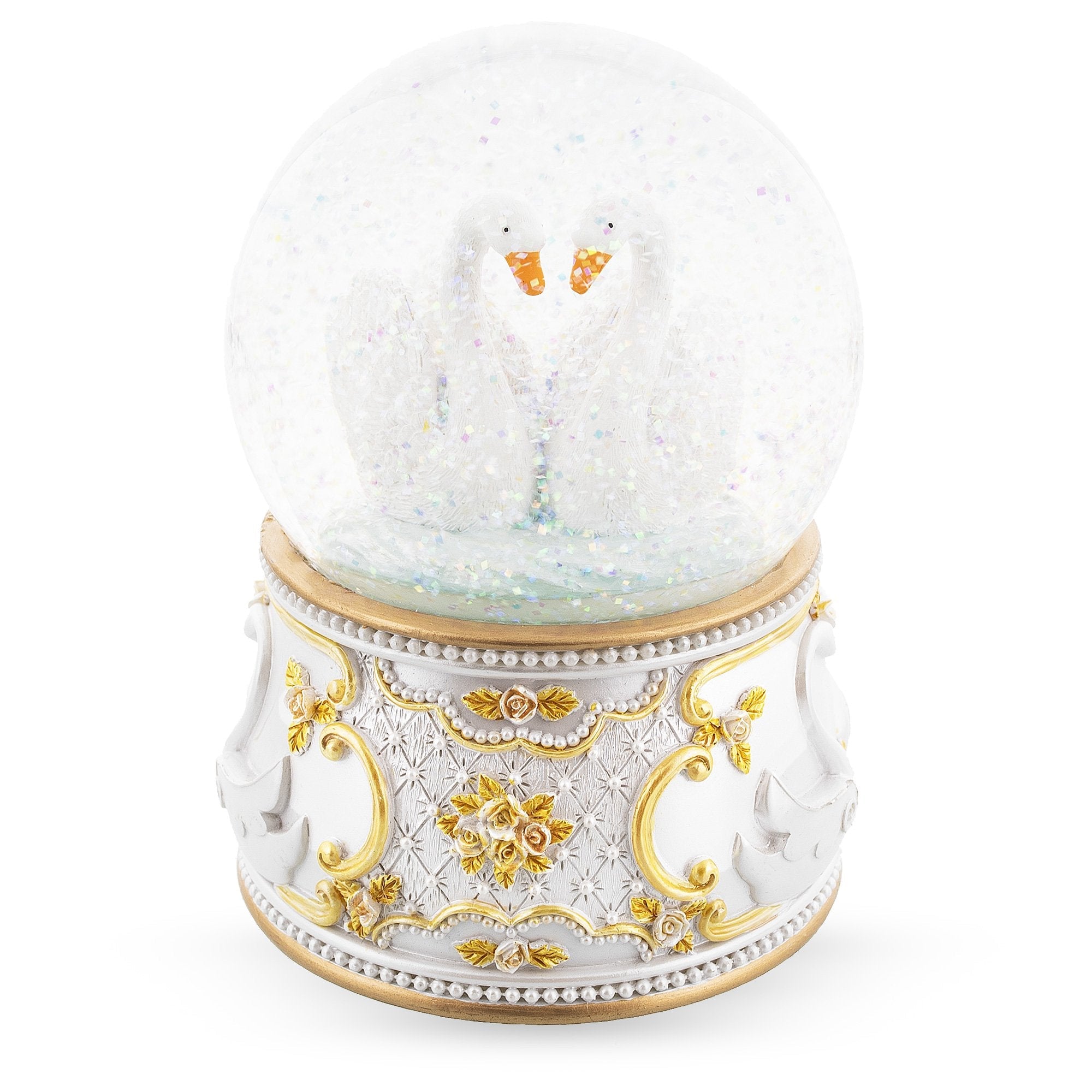 Enchanted Swans In Motion: Spinning Musical Water Snow Globe