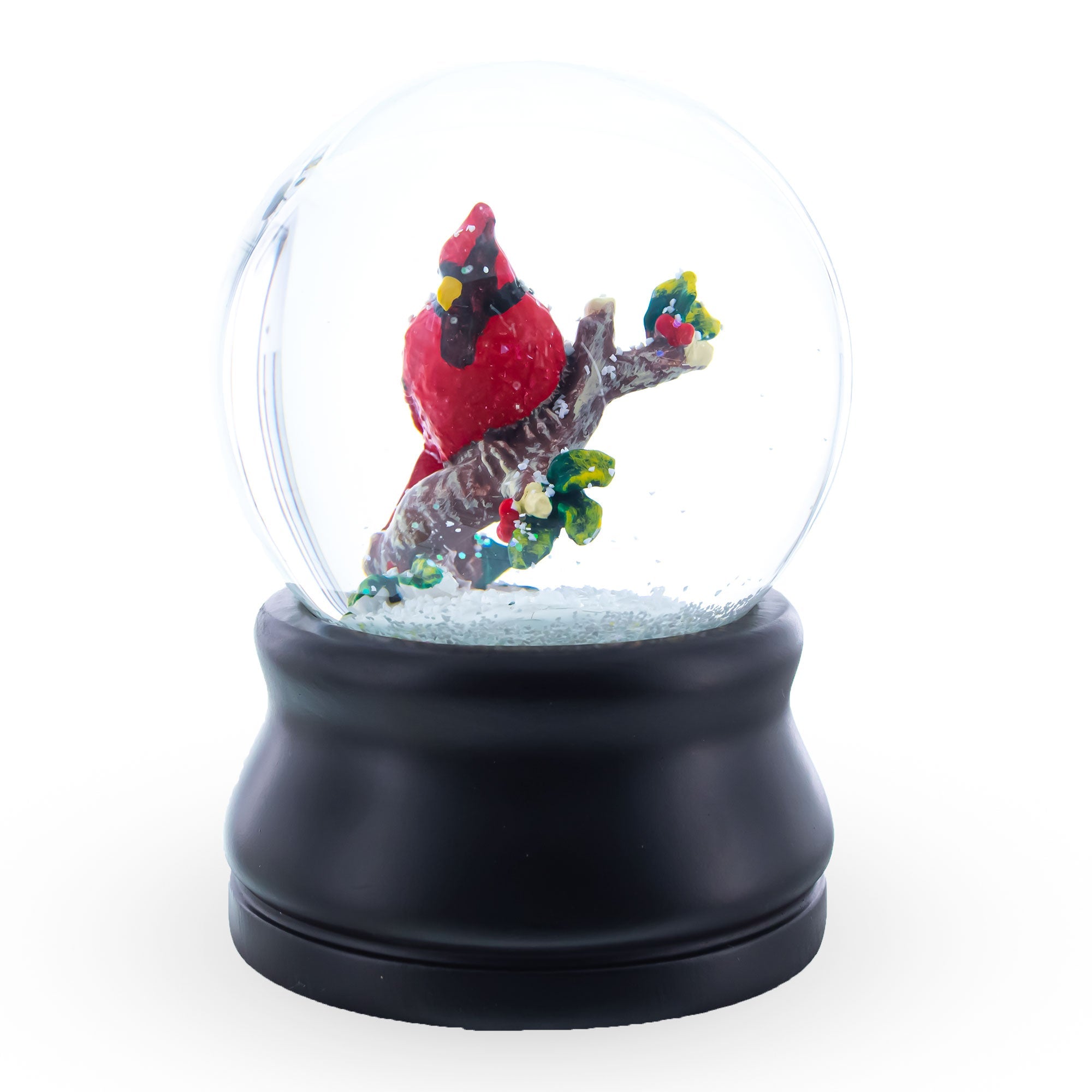 Melodic Red Cardinal Serenade: Musical Water Snow Globe With Tree Branch