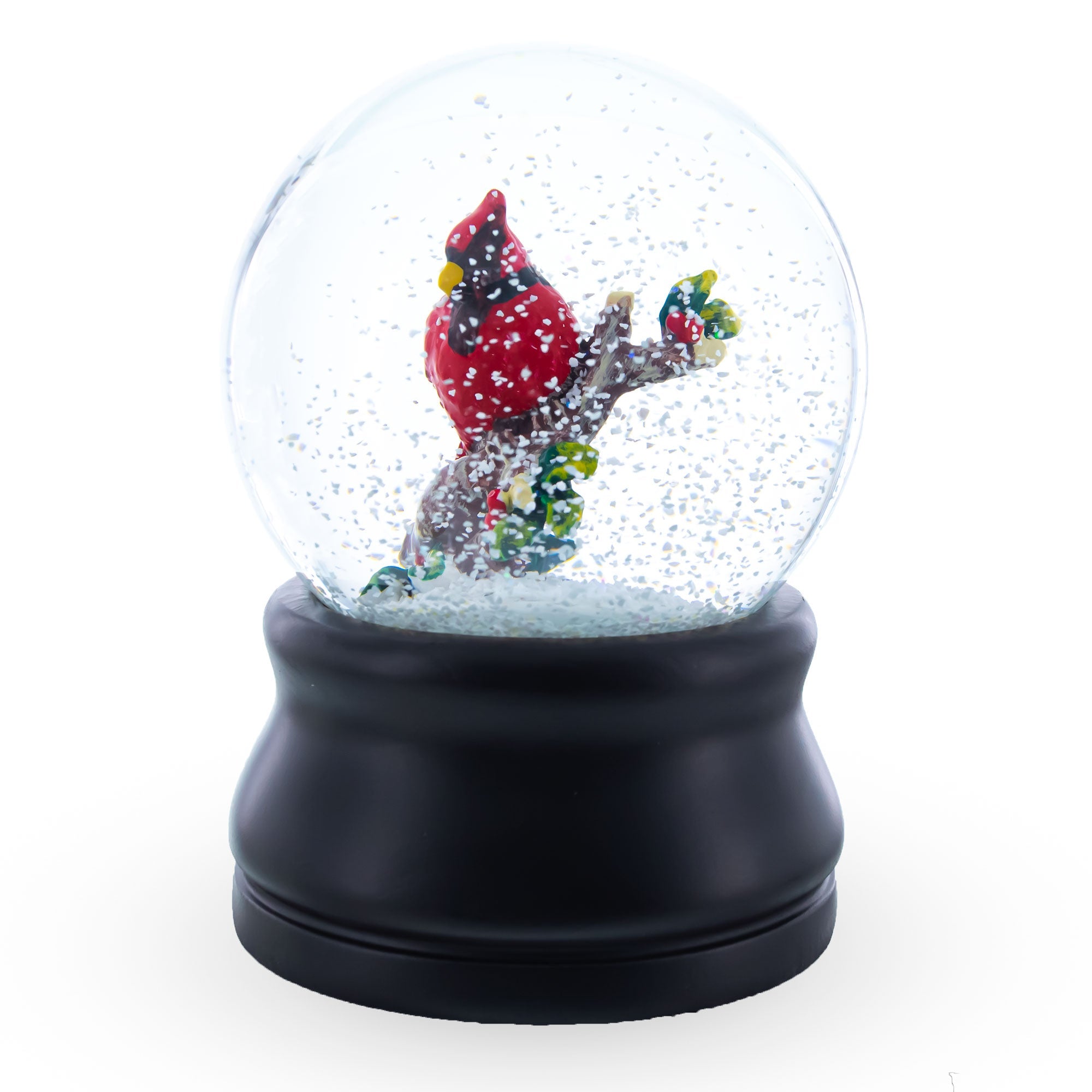 Melodic Red Cardinal Serenade: Musical Water Snow Globe With Tree Branch