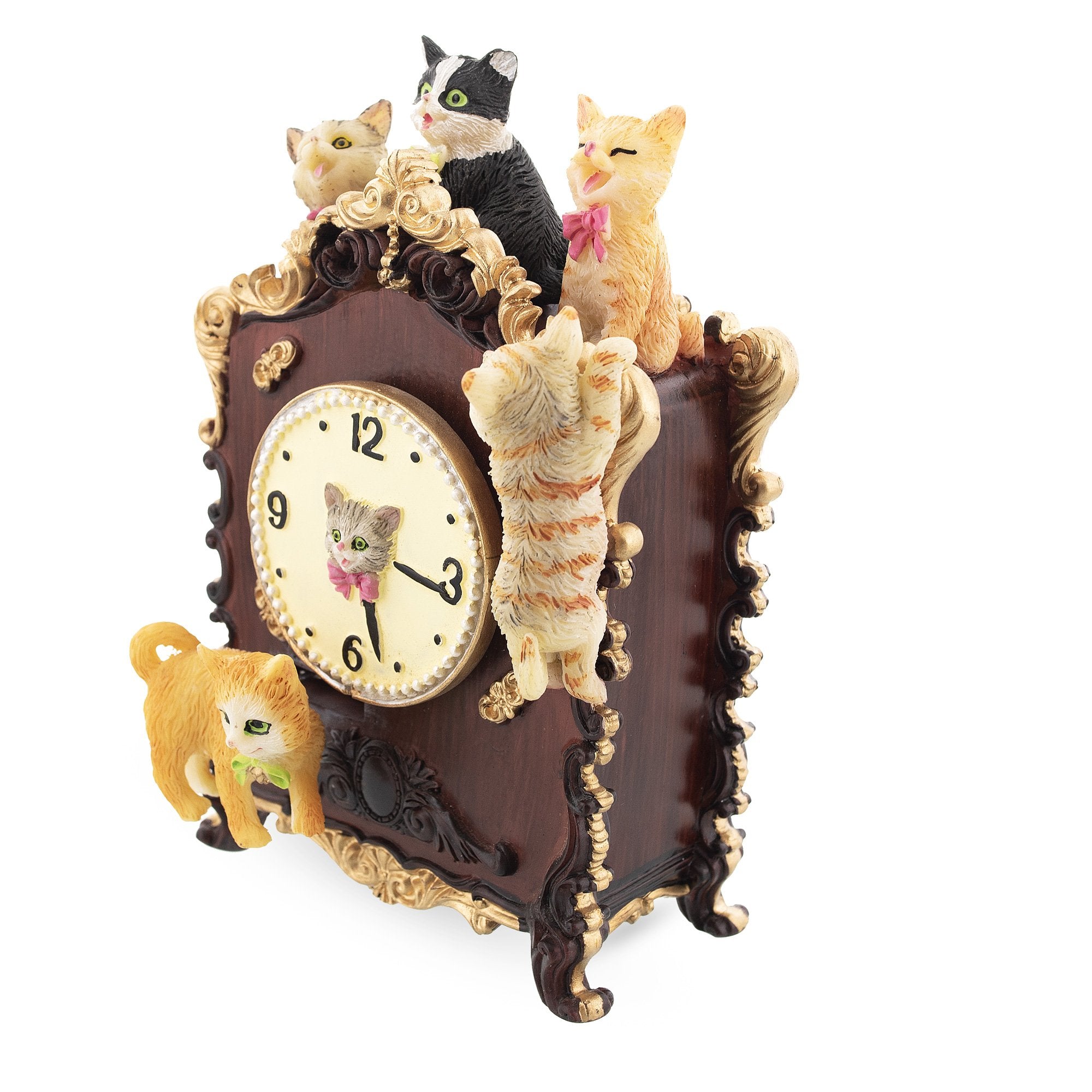 Whimsical Cat Clock Concert: Animated Musical Figurine With Playful Felines