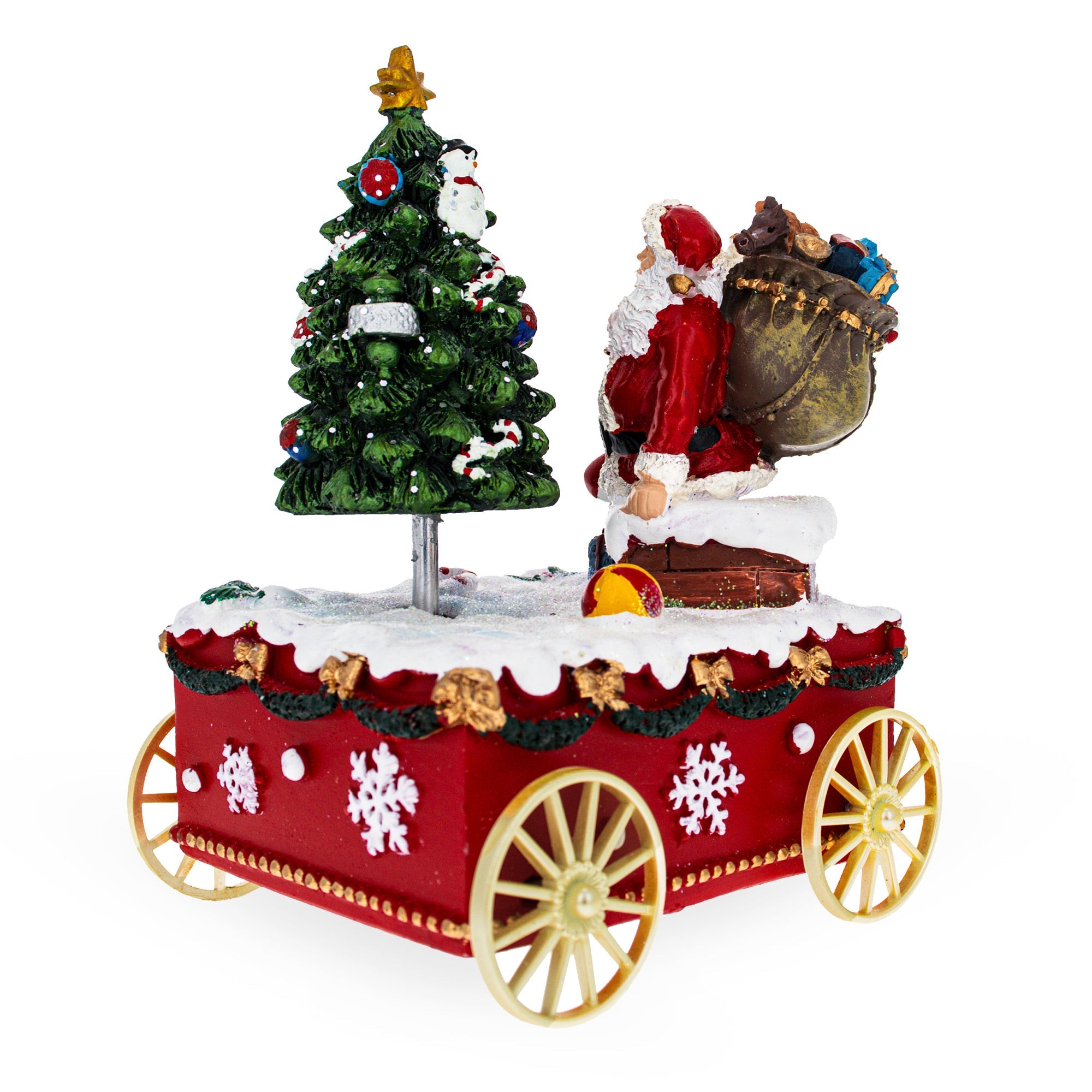 Santa's Mobile Tree Melody: Spinning Christmas Tree Musical Box On Wheels