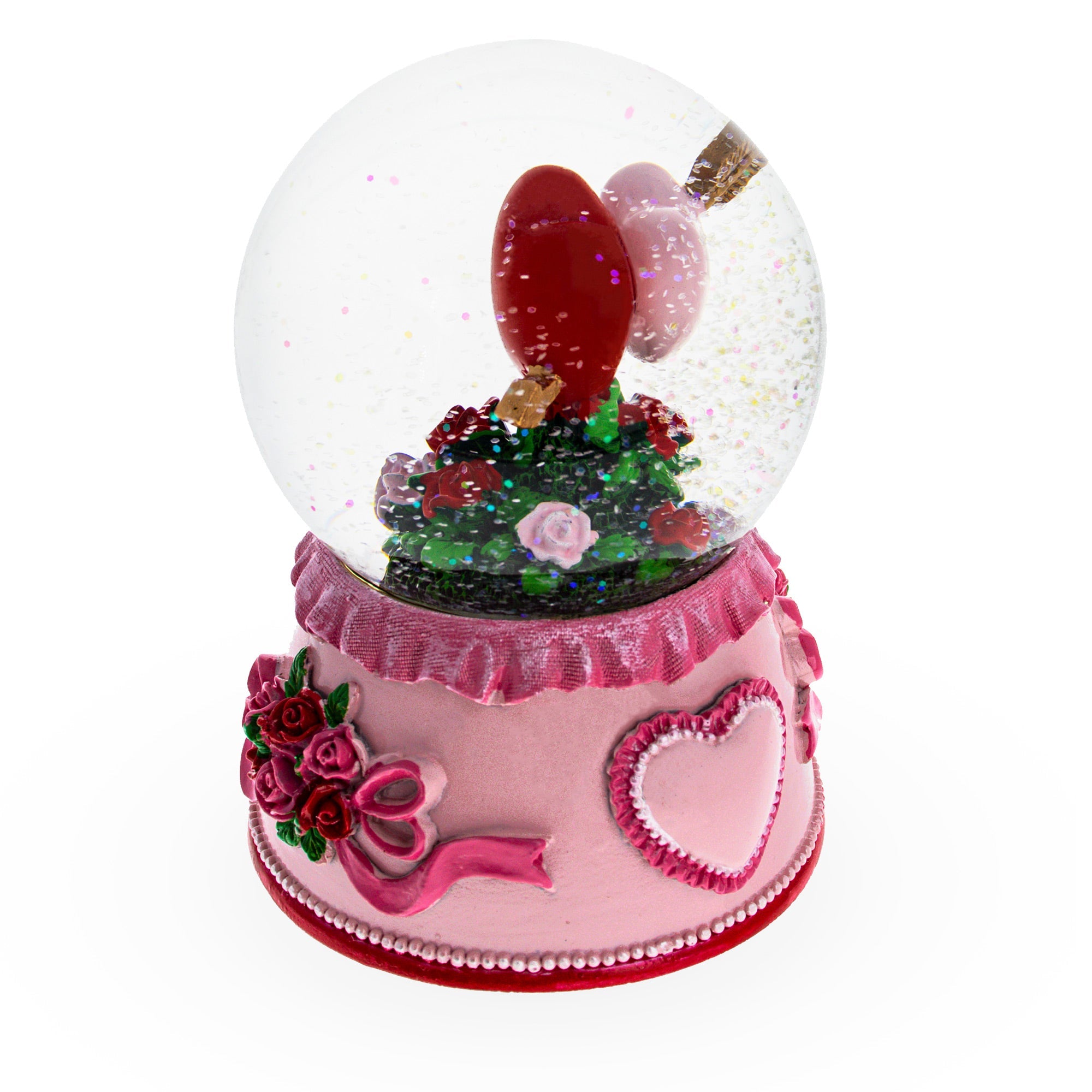 Musical Water Snow Globe With Two Hearts In Love Valentine's Day Figurine