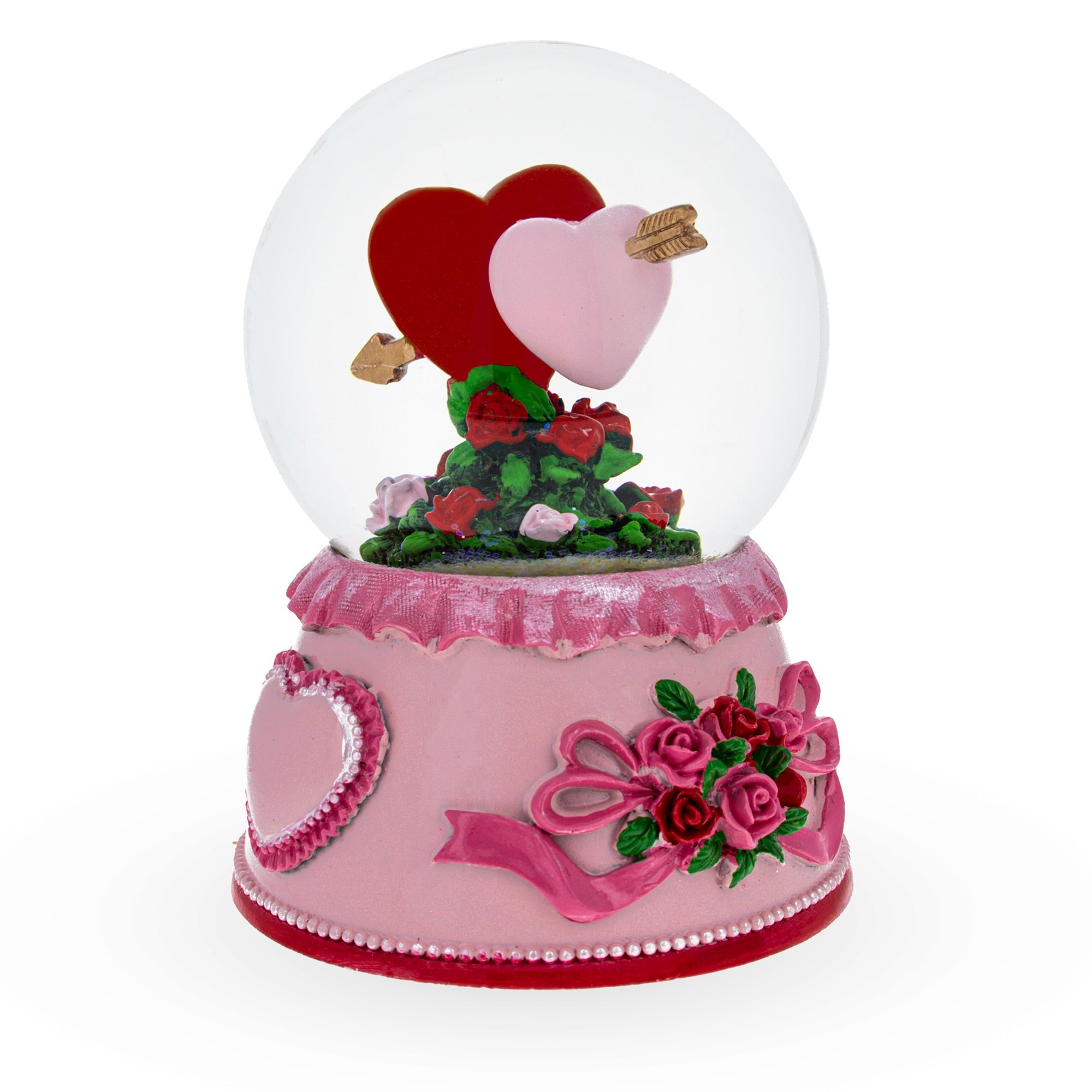 Musical Water Snow Globe With Two Hearts In Love Valentine's Day Figurine