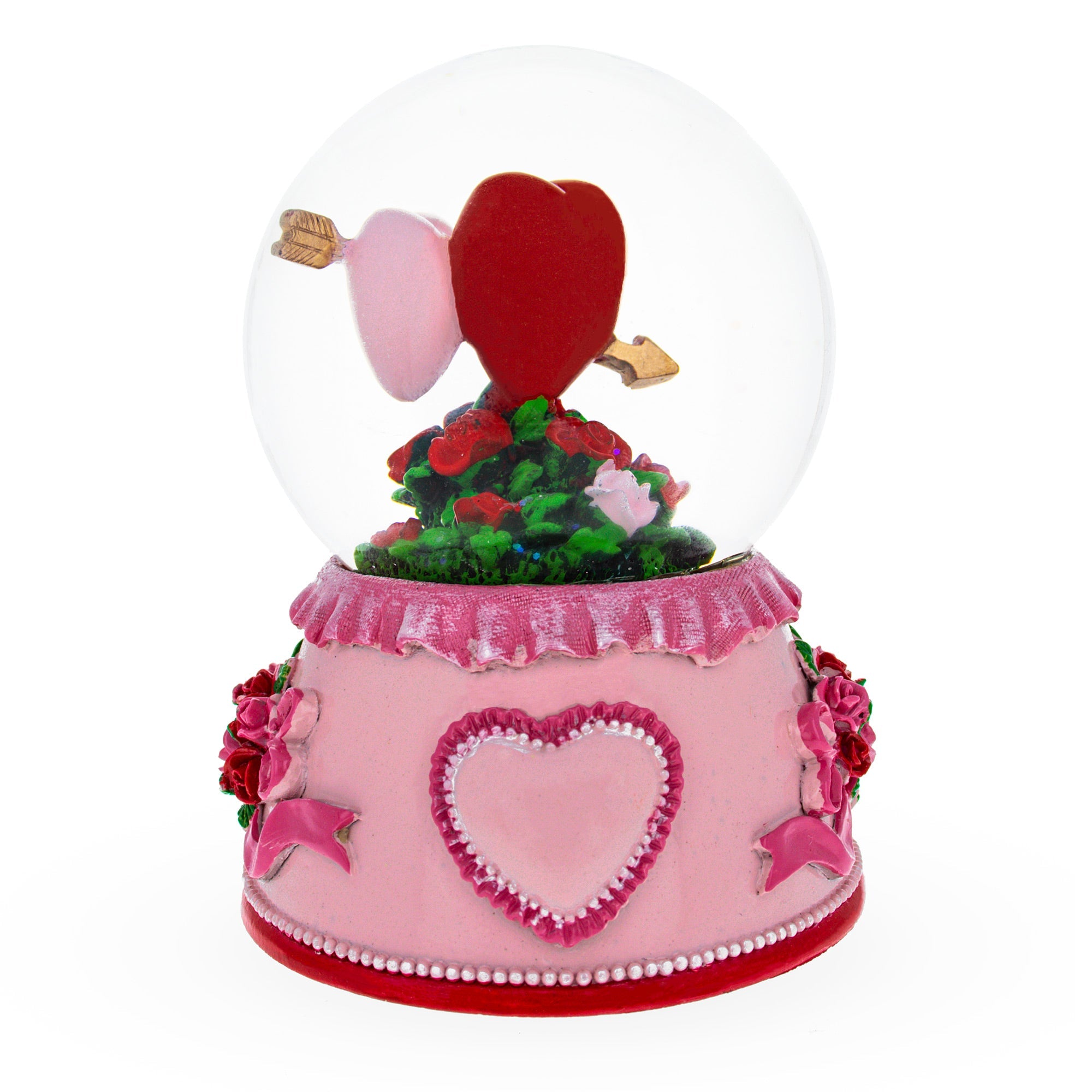 Musical Water Snow Globe With Two Hearts In Love Valentine's Day Figurine