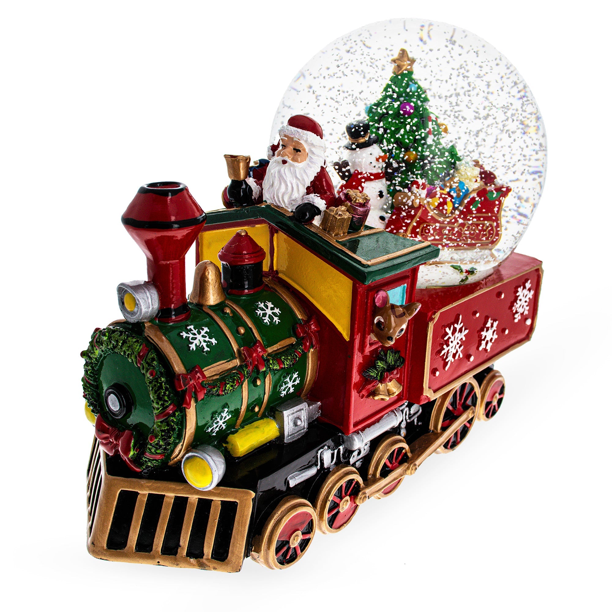 Festive Train Express: Musical Water Globe With Santa, Snowman, And Reindeer Delivering Tree