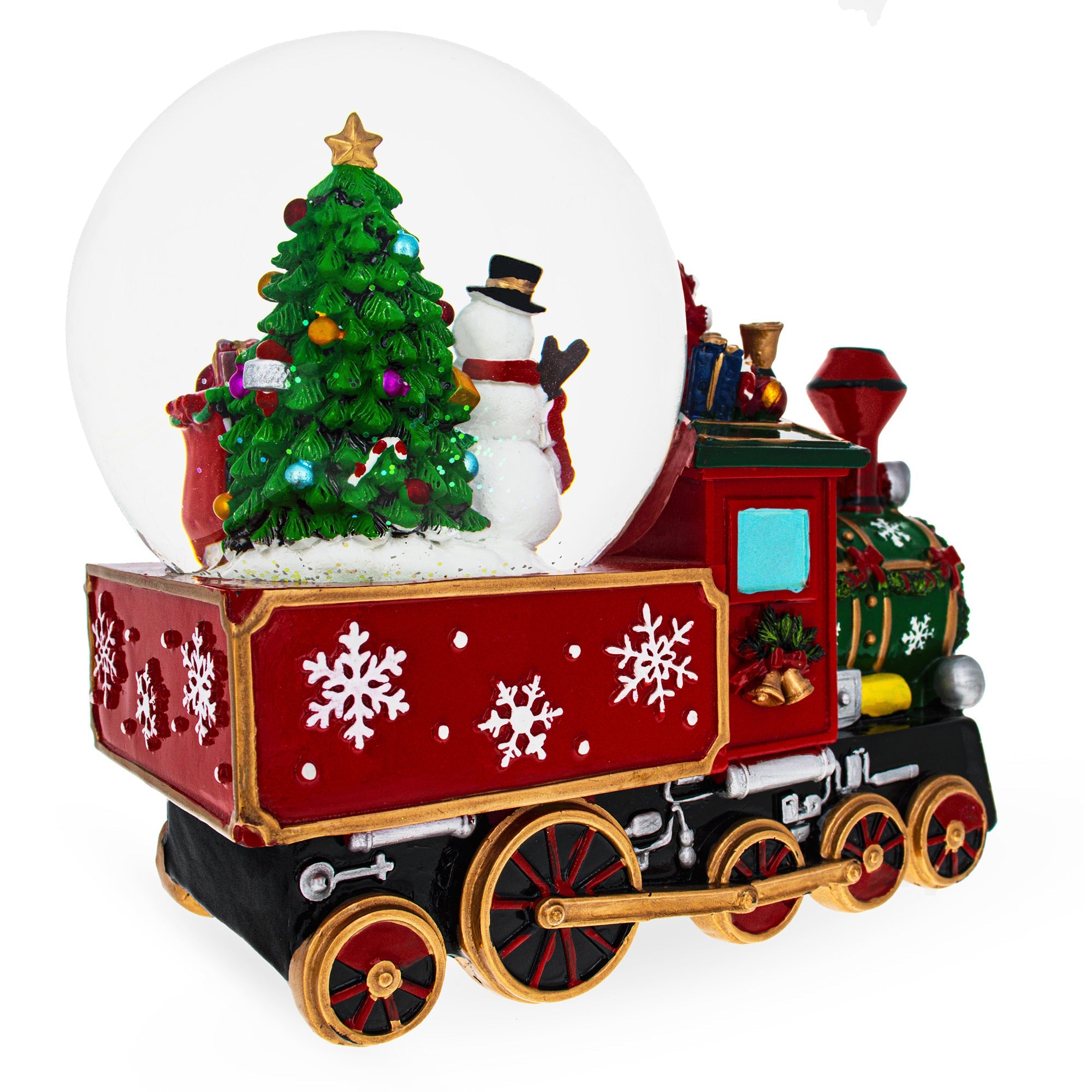 Festive Train Express: Musical Water Globe With Santa, Snowman, And Reindeer Delivering Tree