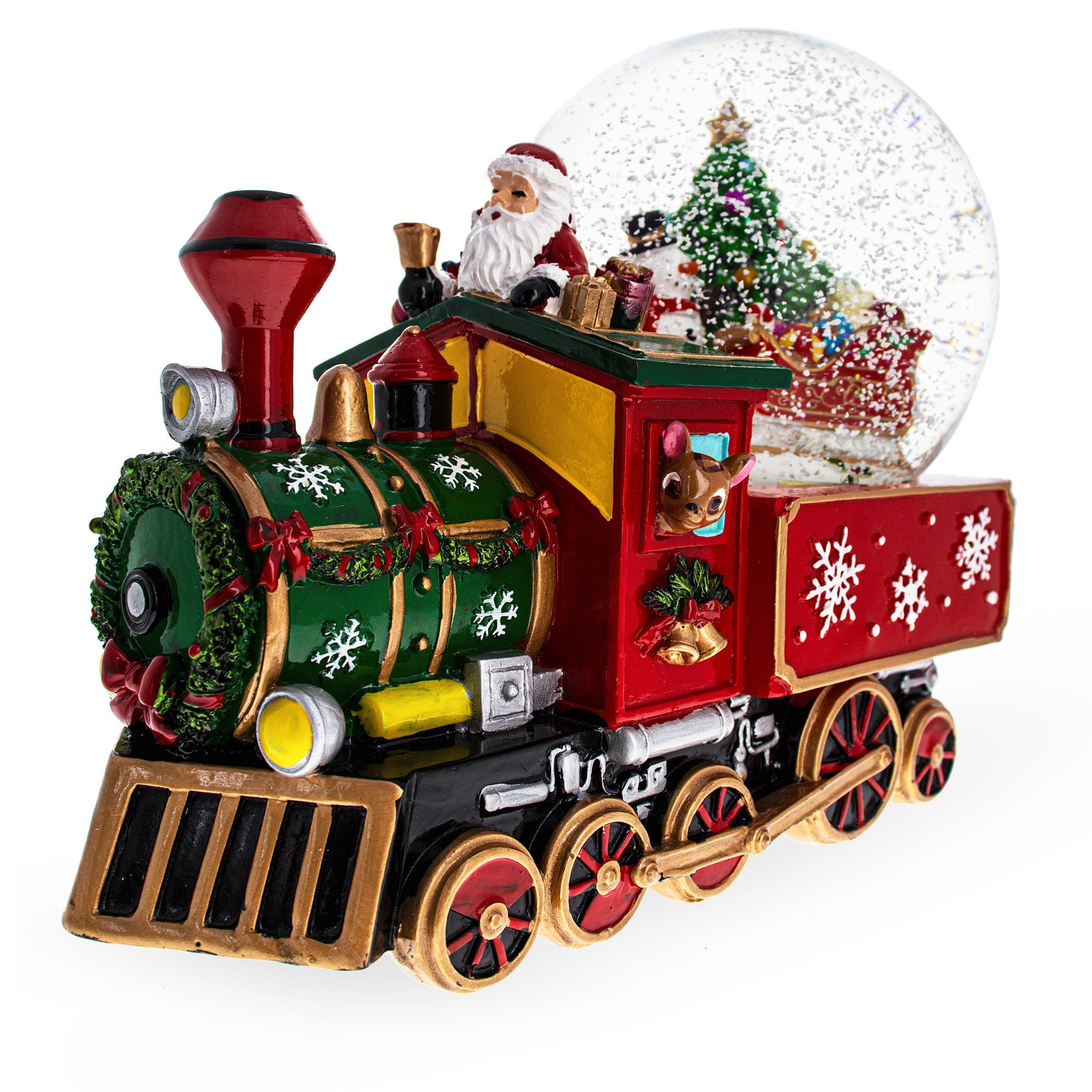 Festive Train Express: Musical Water Globe With Santa, Snowman, And Reindeer Delivering Tree