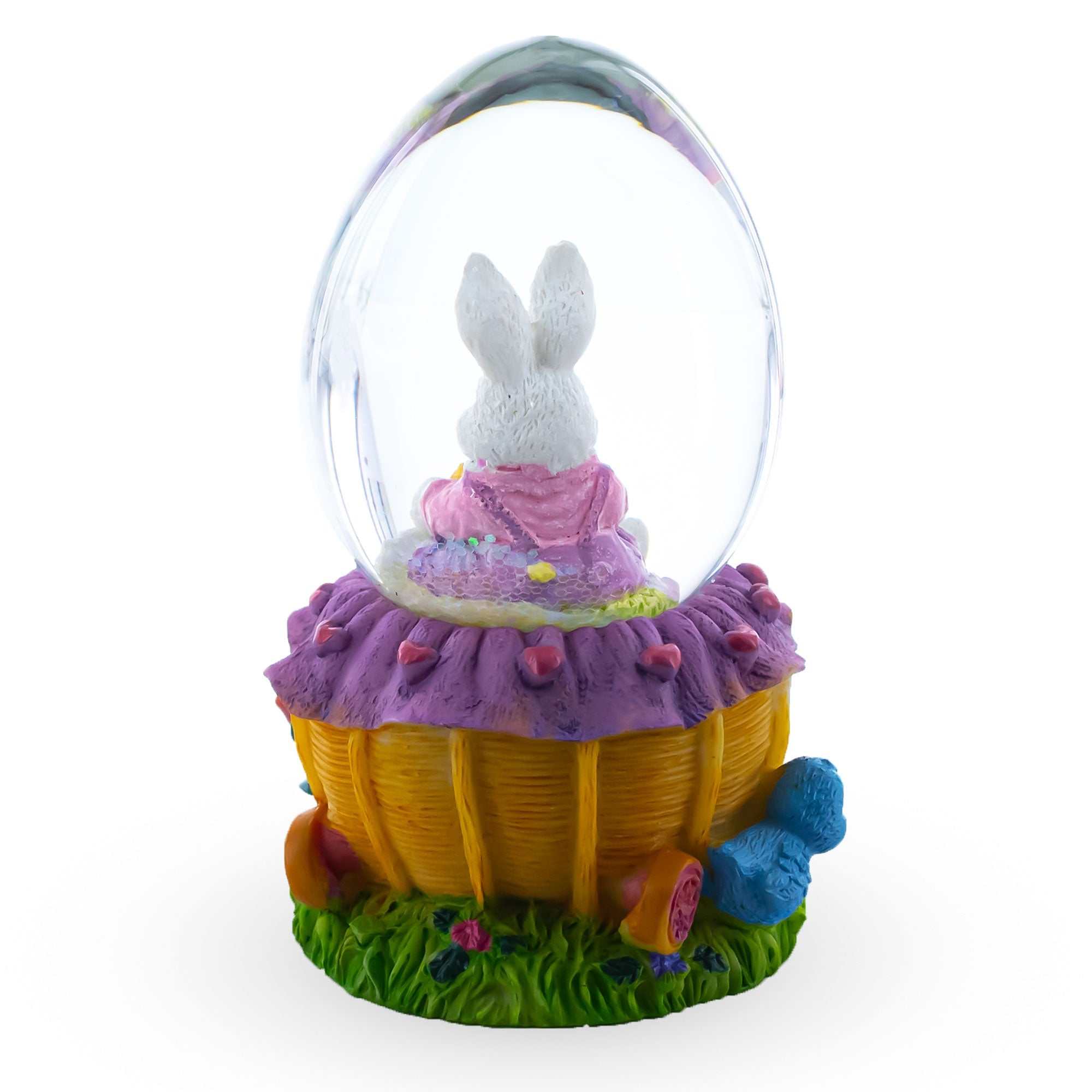 Garden Bunny Harvest: Water Globe With Bunny And Carrots Basket