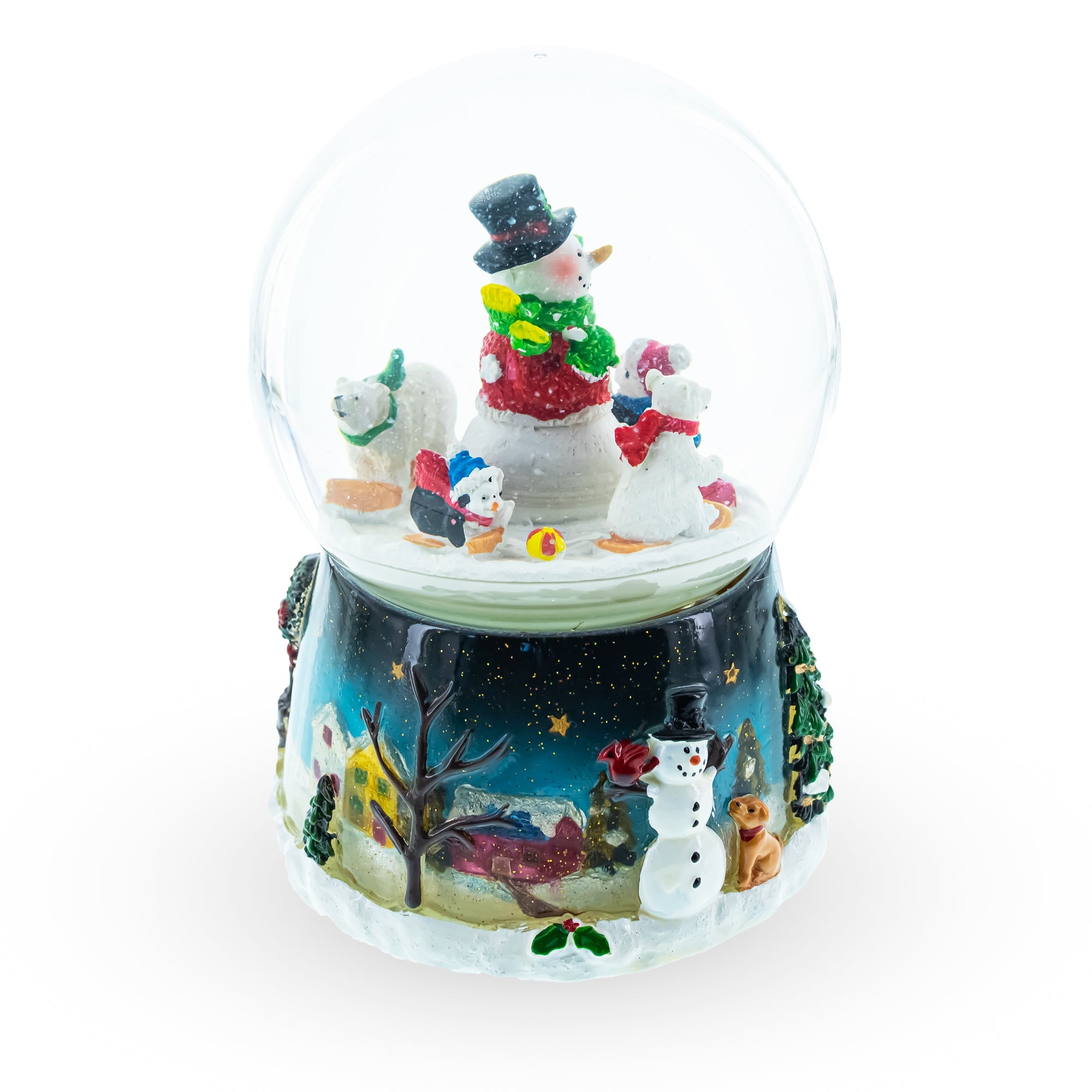 Polar Party: Snowman, Polar Bears, And Penguins Musical Spinning Snow Globe