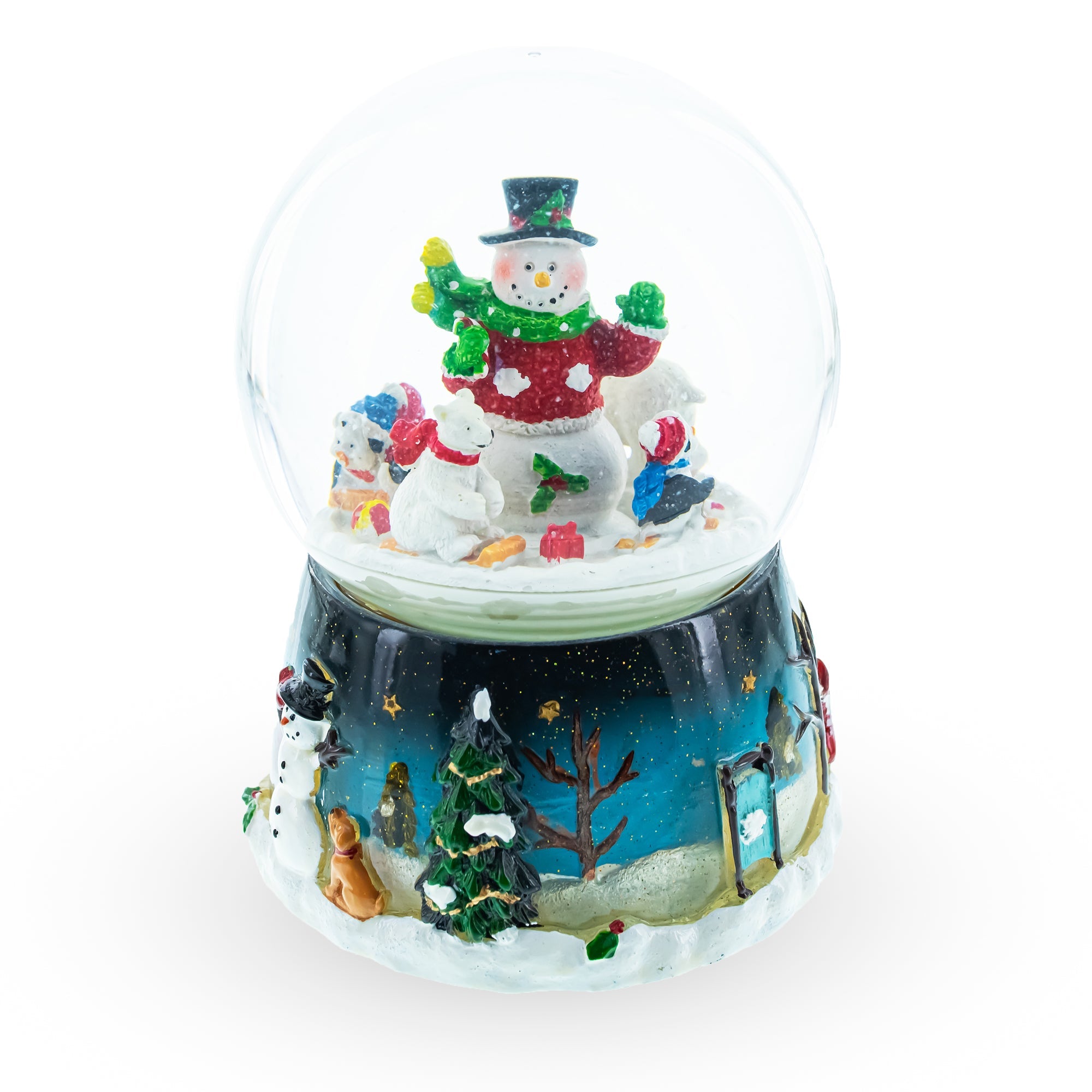 Polar Party: Snowman, Polar Bears, And Penguins Musical Spinning Snow Globe