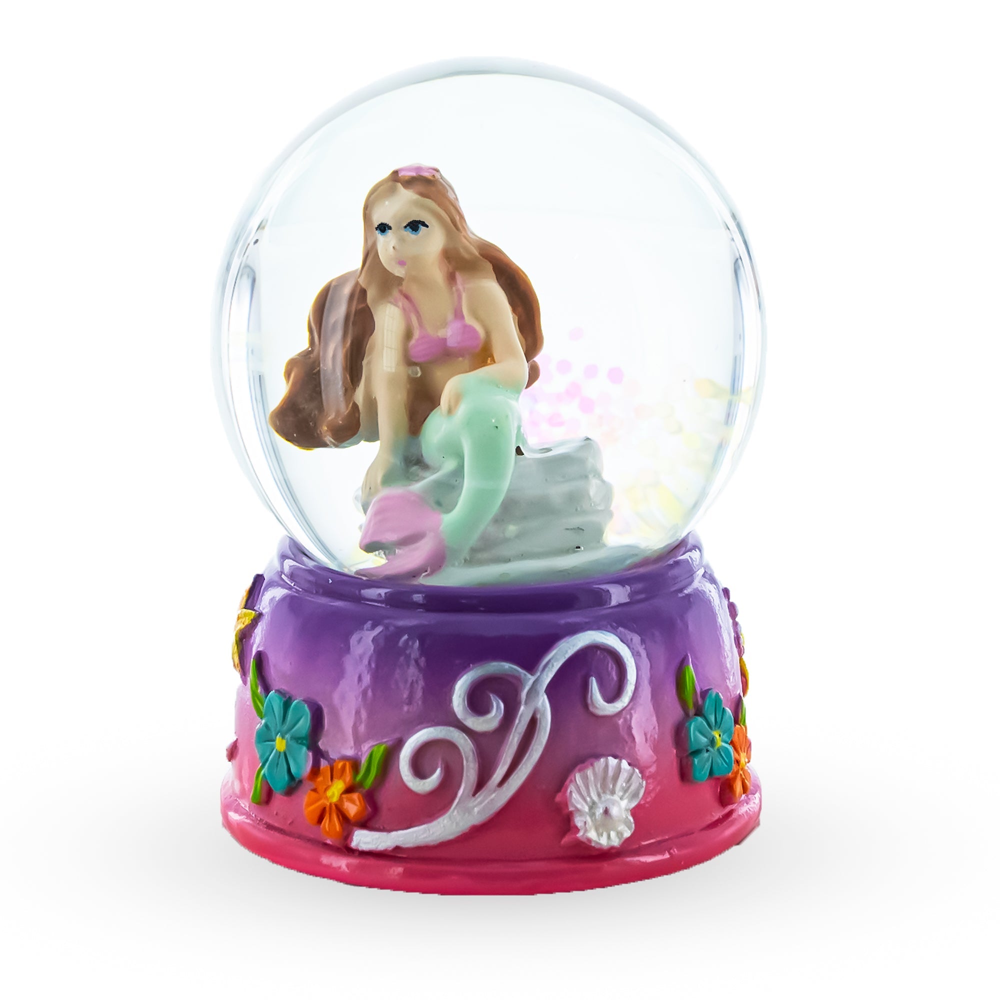 Enchanting Mermaid Oasis: Miniature Water Globe On Floral Base