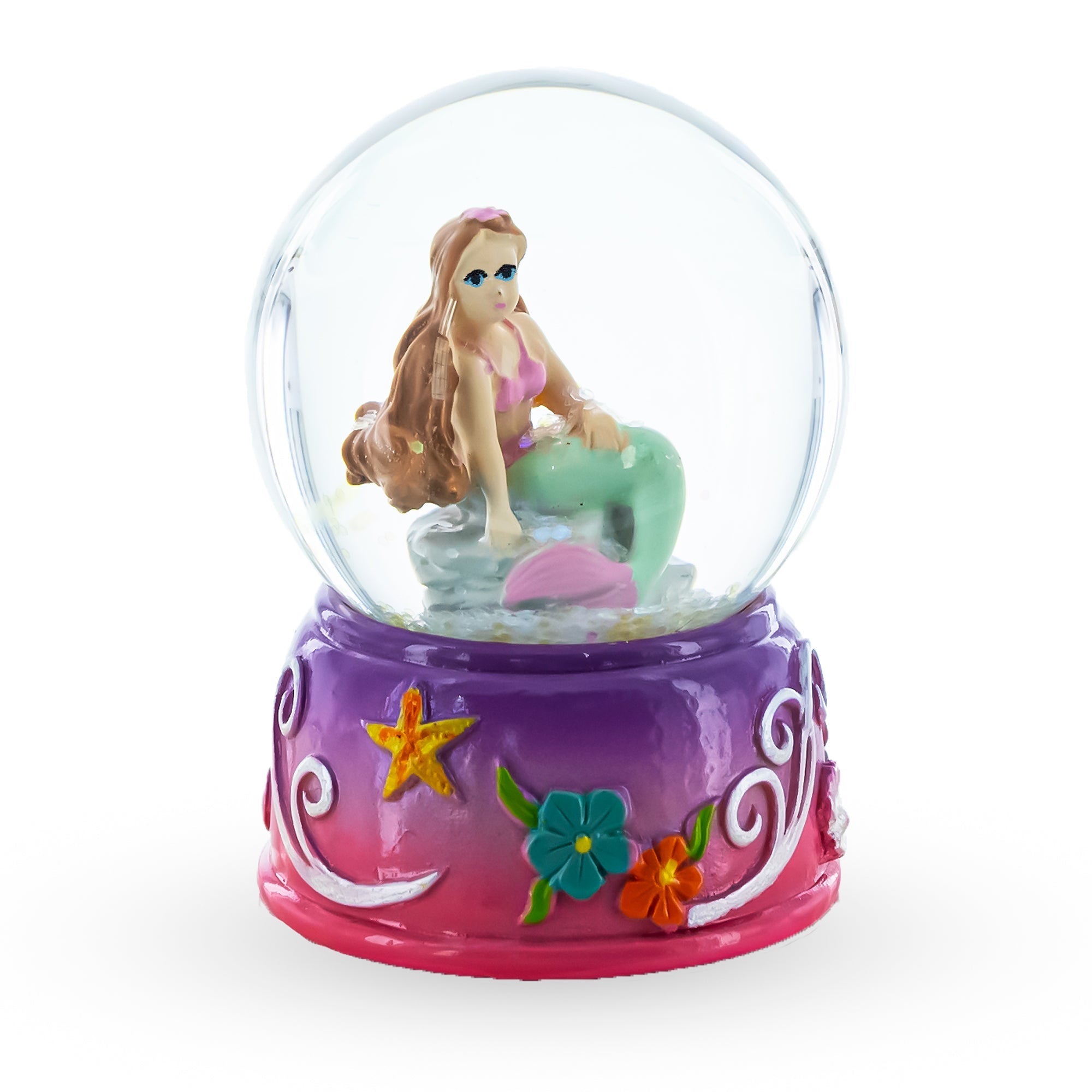 Enchanting Mermaid Oasis: Miniature Water Globe On Floral Base