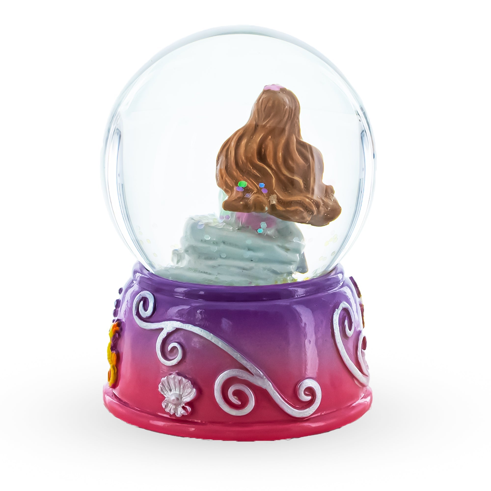 Enchanting Mermaid Oasis: Miniature Water Globe On Floral Base