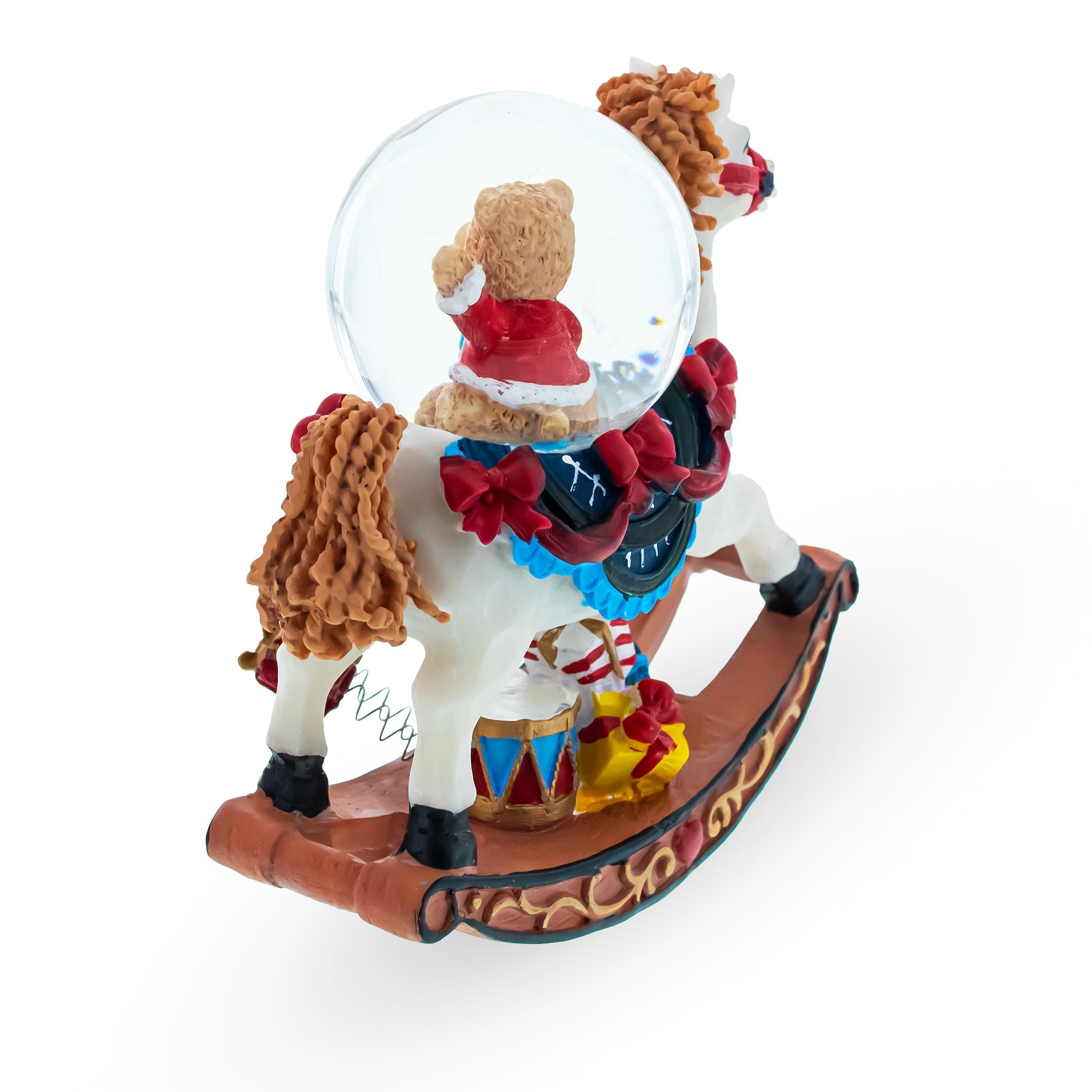 Teddy Bears' Rocking Horse Delight: Christmas Water Snow Globe With Gifts