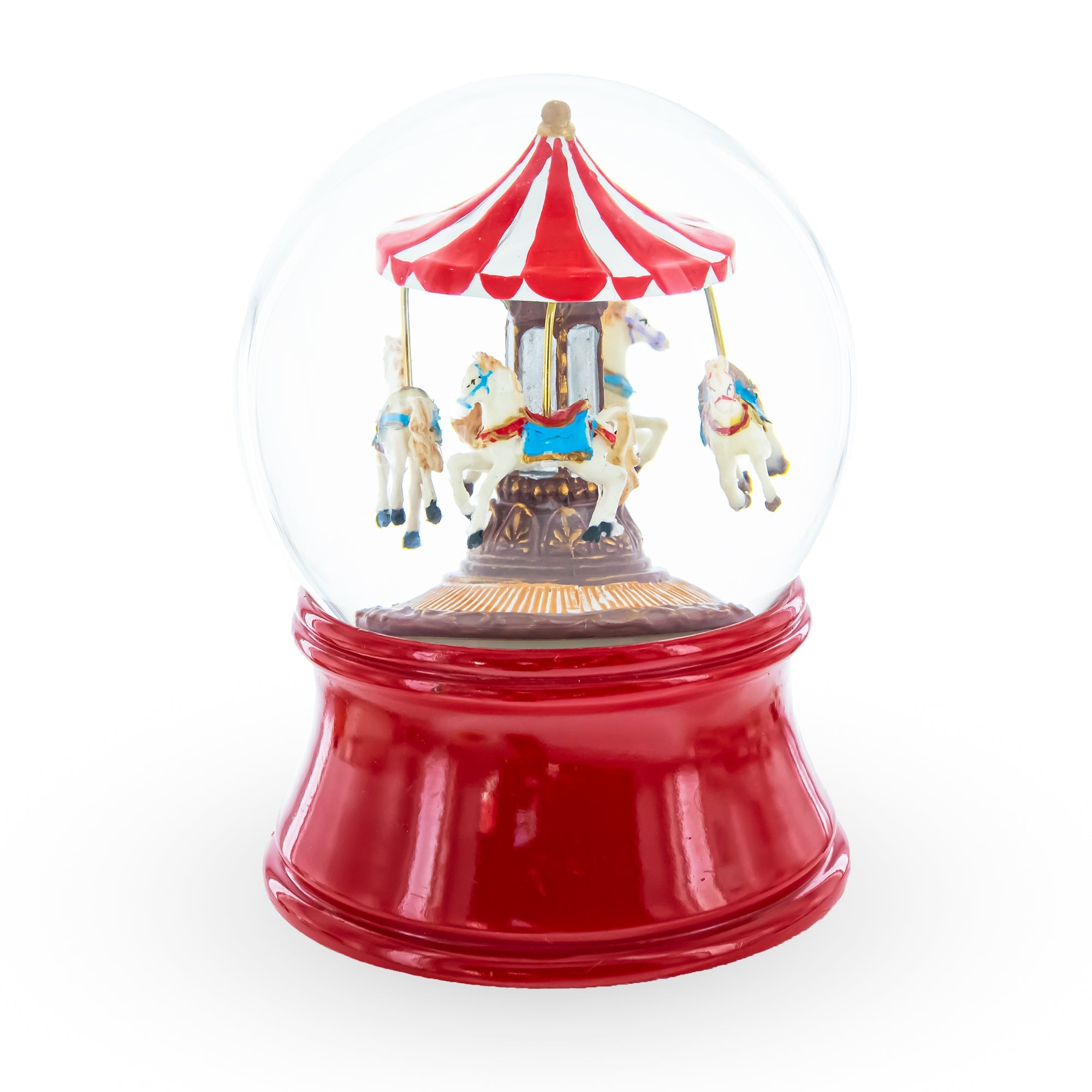 Crimson Carousel Melody: Spinning Musical Water Globe