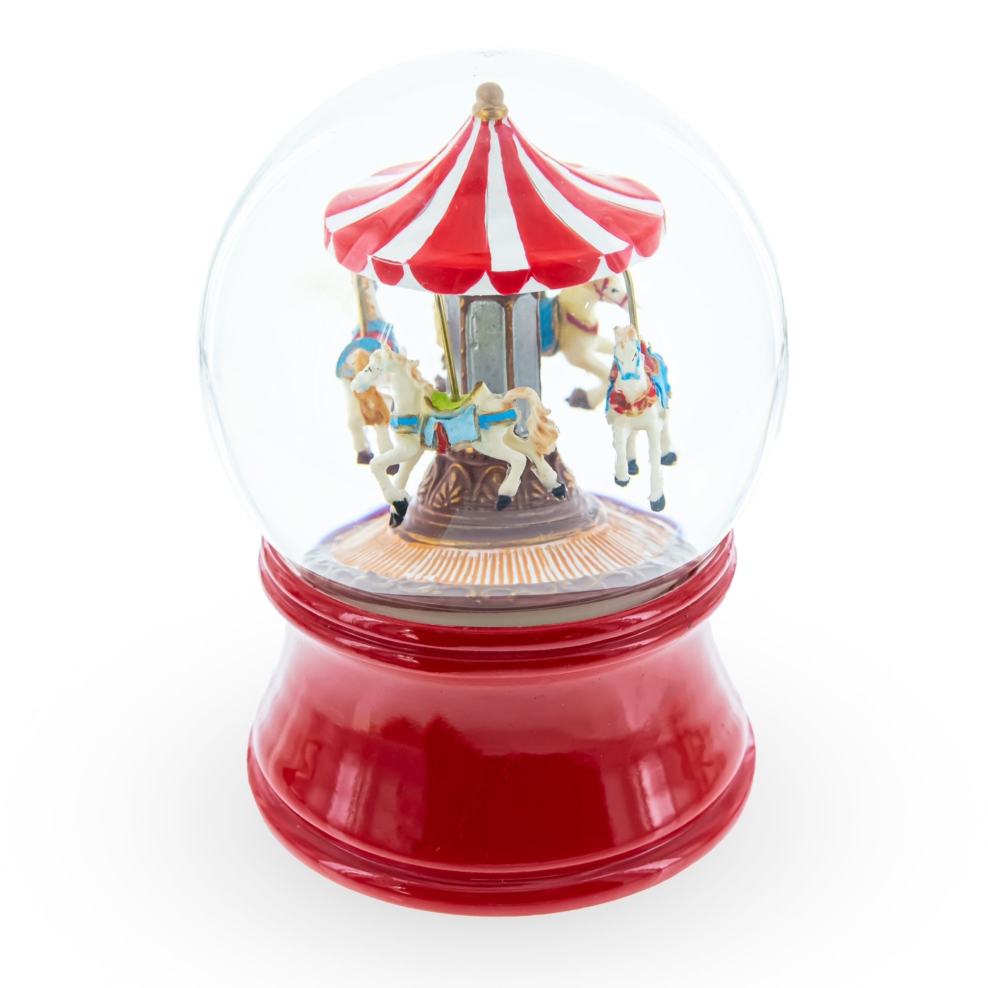 Crimson Carousel Melody: Spinning Musical Water Globe