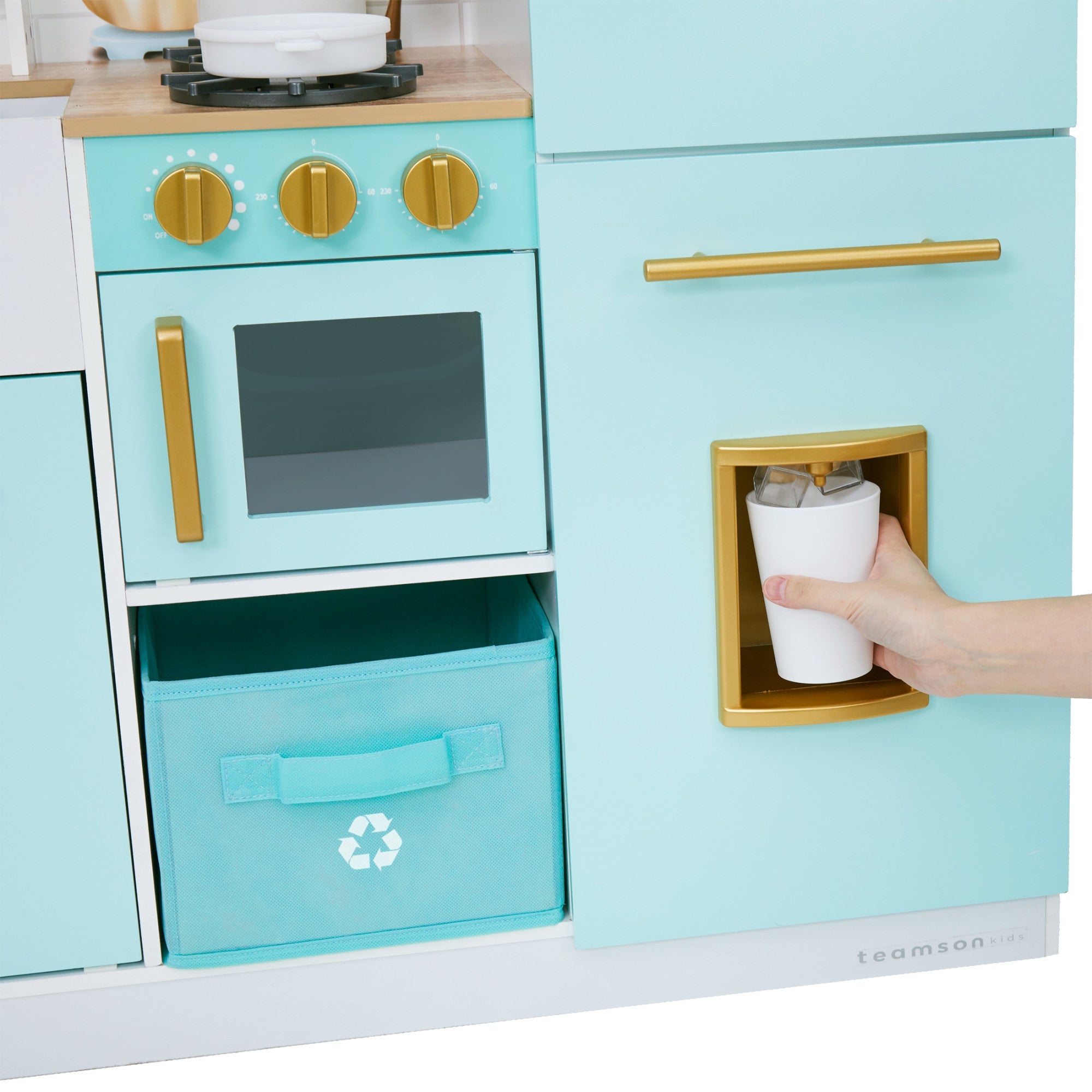 Biscay Delight Classic Play Kitchen With Magnetic Refrigerator And Accessories, Mint