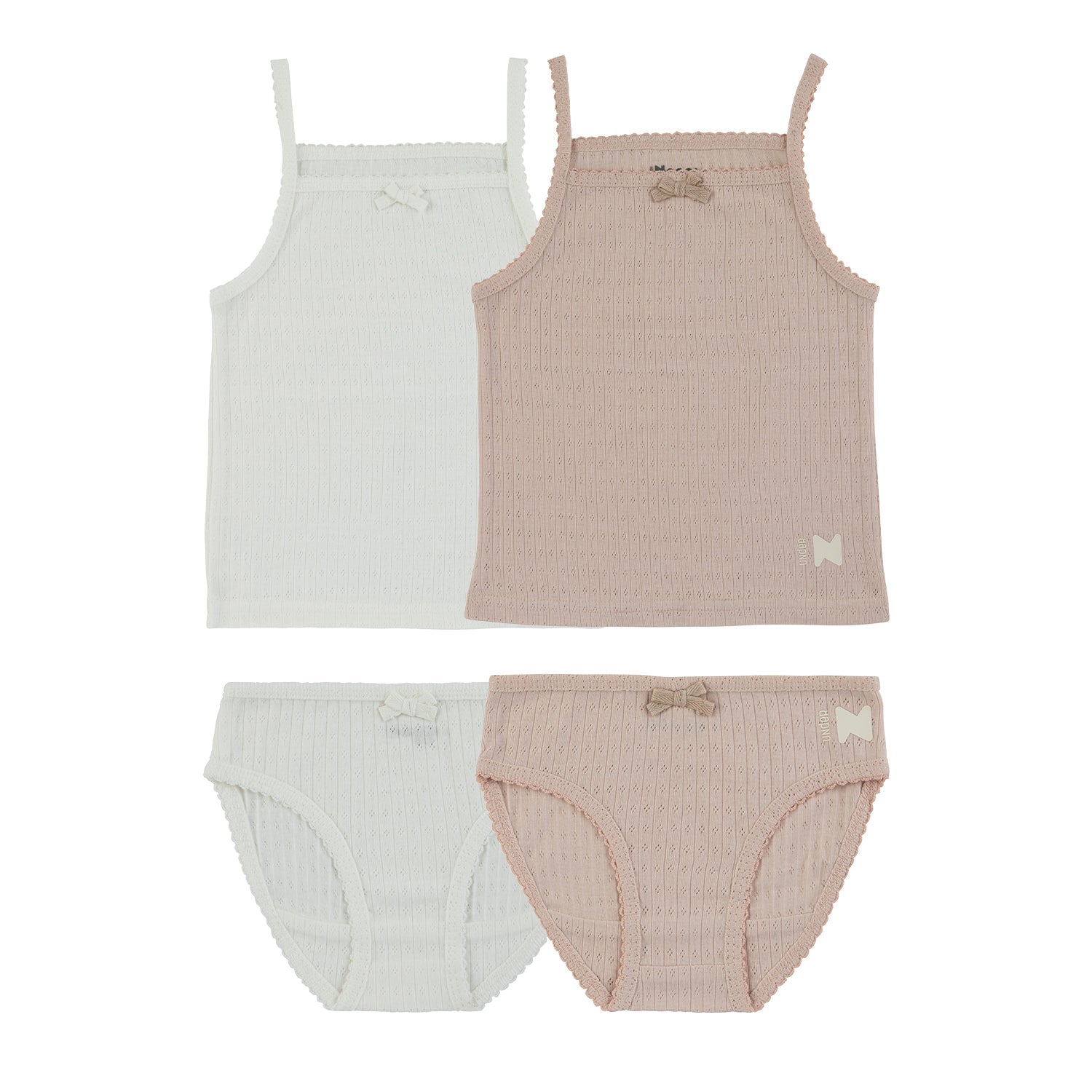 Pointelle Mauve + White  (2 Sets)