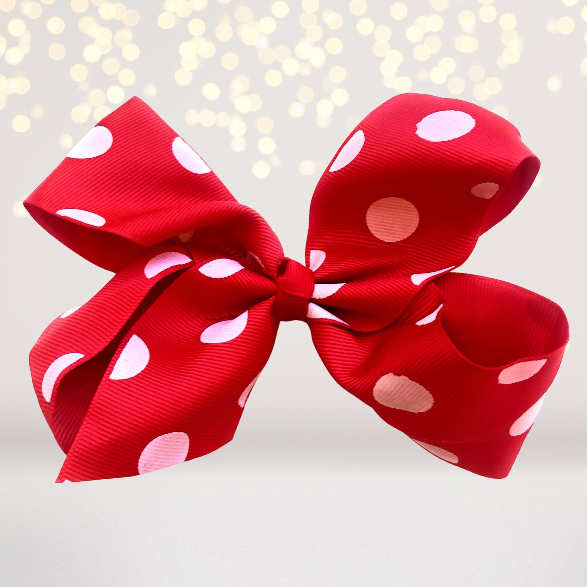 Polka Dot Hair Bow, 5 Inch Grosgrain Polka Dot Hair Bow For Girls