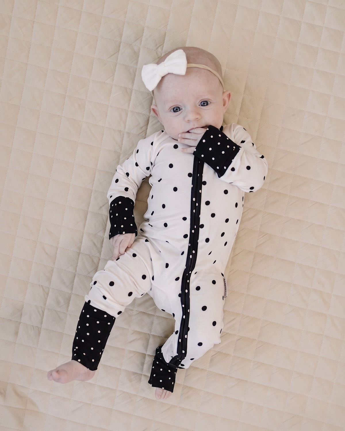 Bamboo Zip Romper | Classic Polka