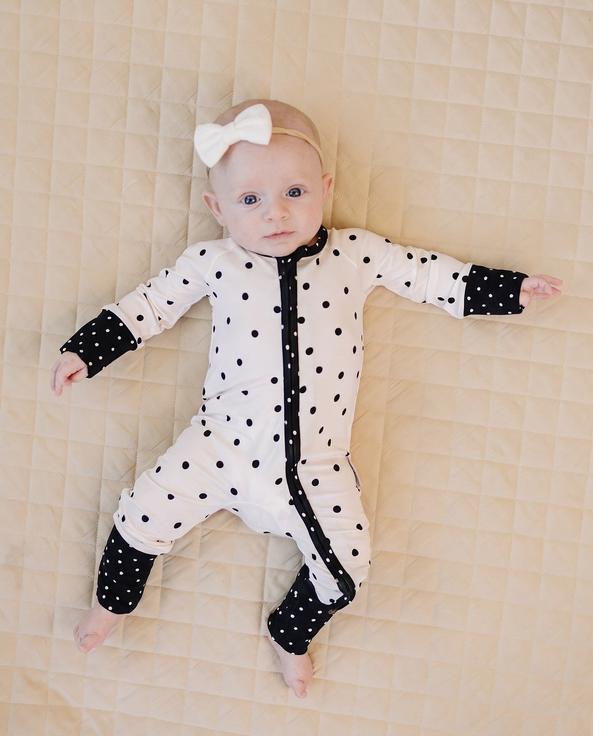 Bamboo Zip Romper | Classic Polka