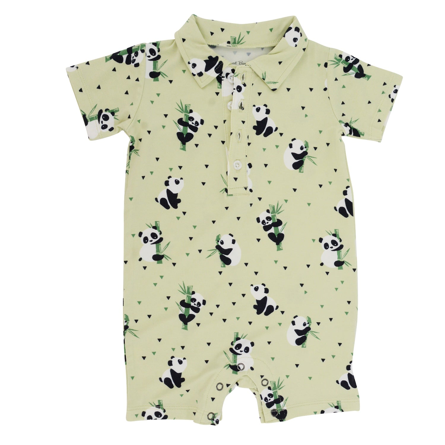 Polo Romper - Panda Mint