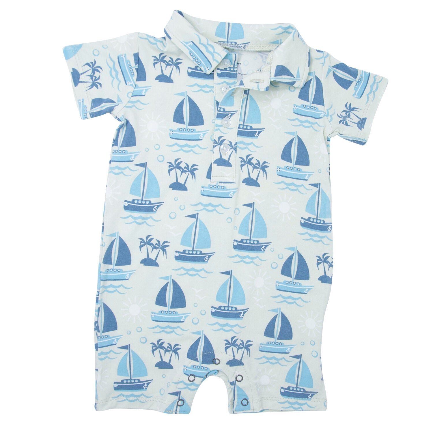 Polo Romper - Sailboats