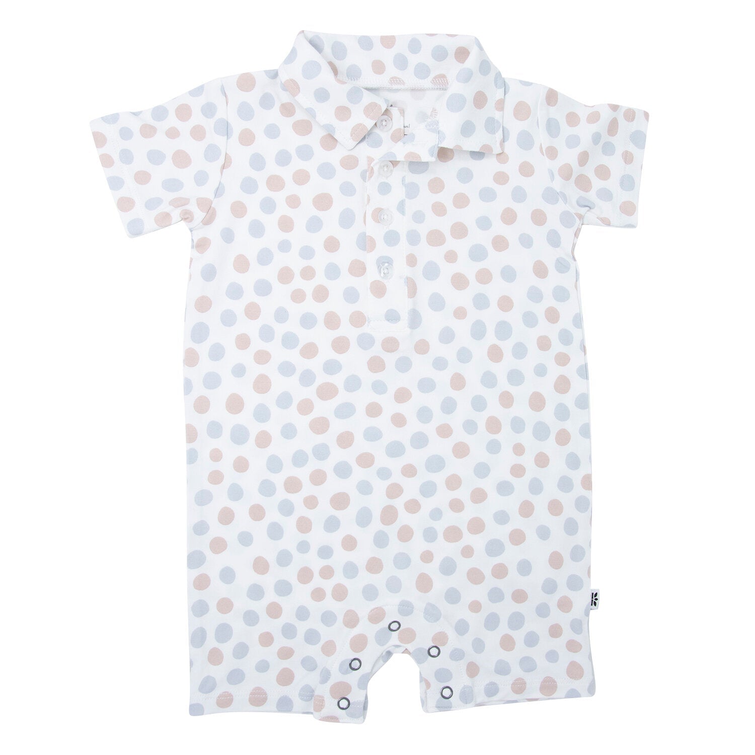 Polo Romper - Polka Dot Grey