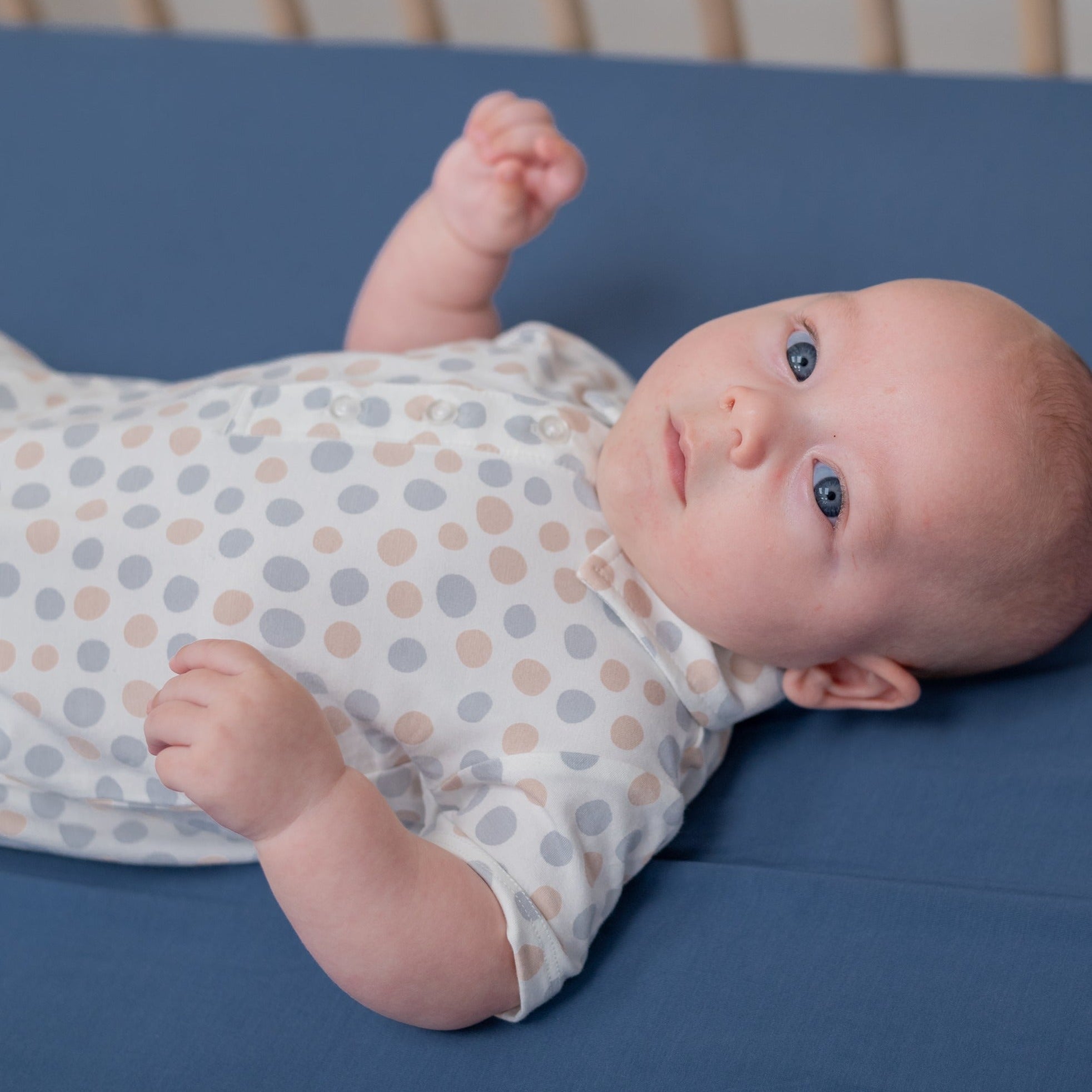 Polo Romper - Polka Dot Grey