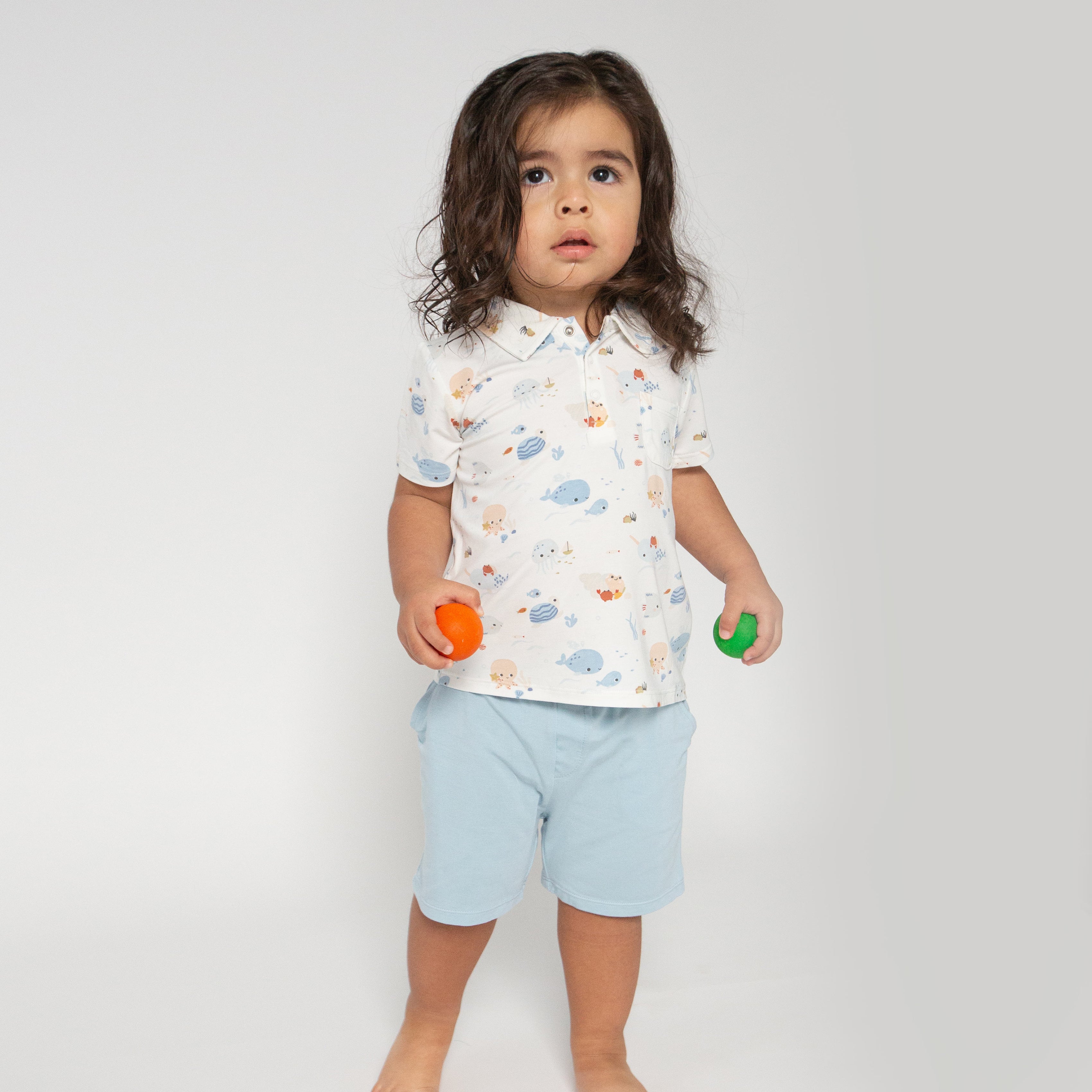 Polo Shirt & Short Set - Cute Ocean