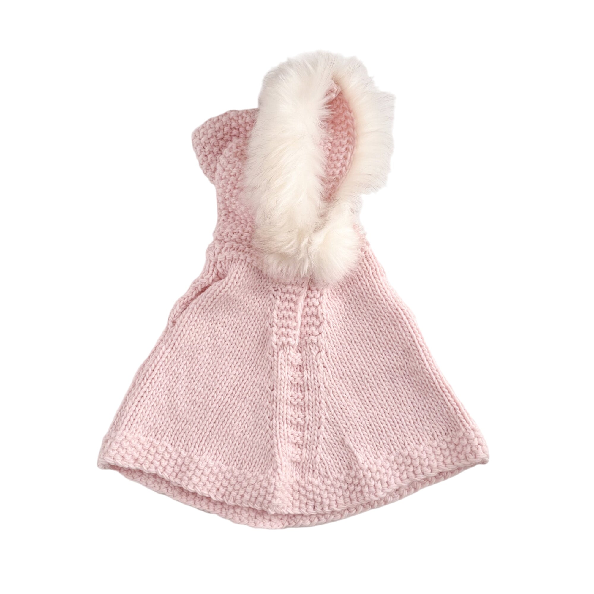 Poncho With Faux Fur, Baby Pink