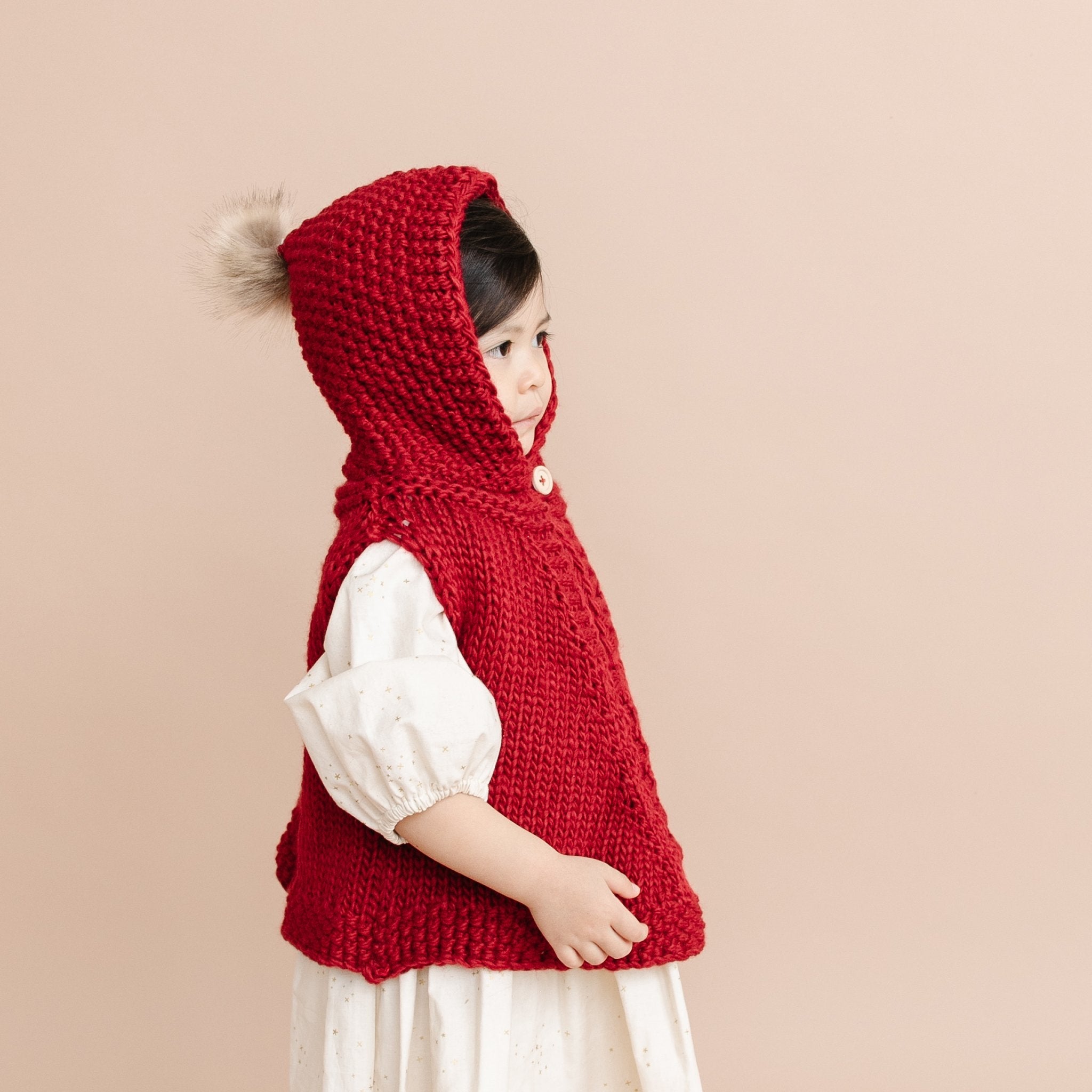 Poncho With Hood, Red