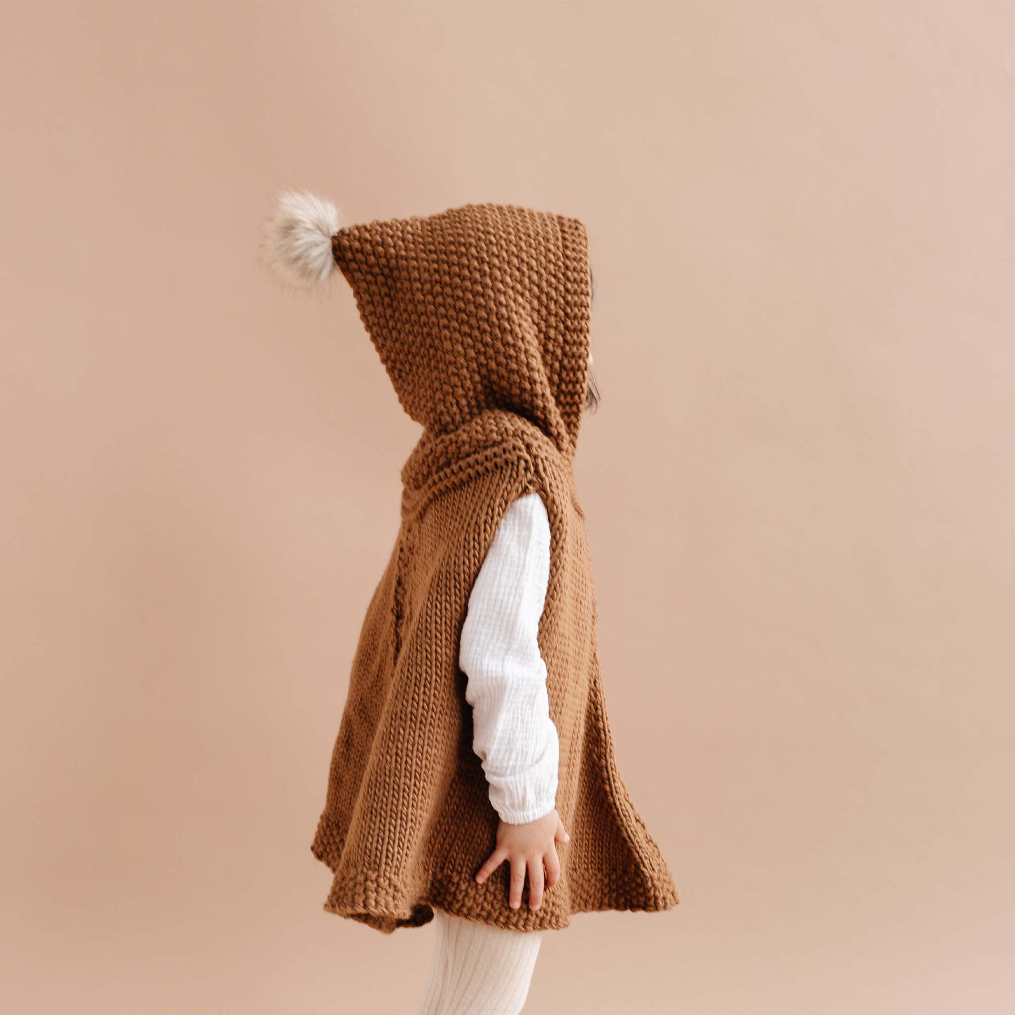 Poncho With Hood, Walnut