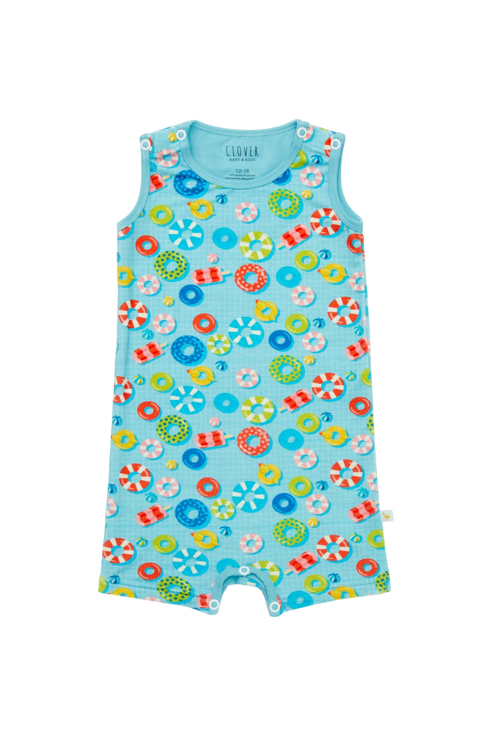 Tank Top Shorts Romper - Pool Floats