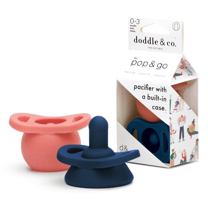Pop & Go Pacifiers - Peach/navy